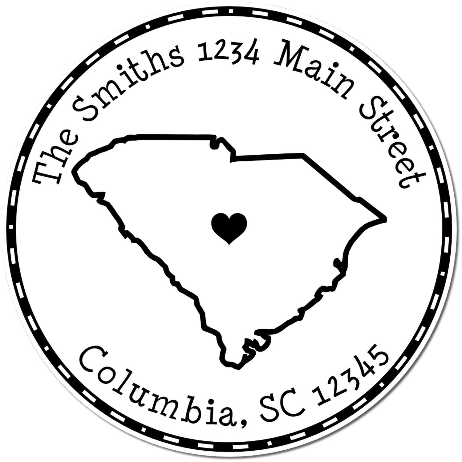 Wood Handle Round South Carolina State Luv Address Stamp