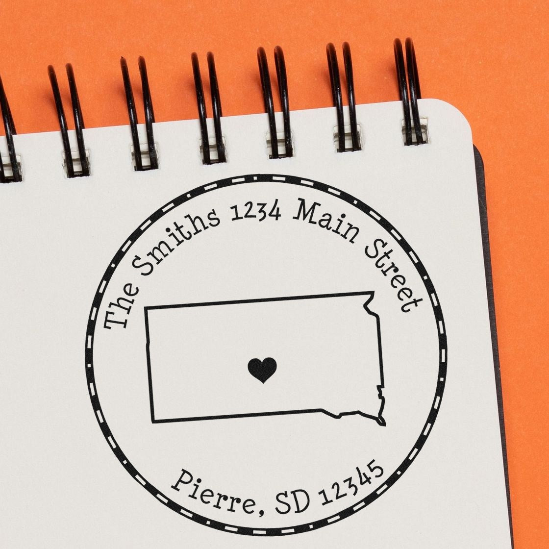 Self-Inking Round South Dakota State Luv Address Stamp