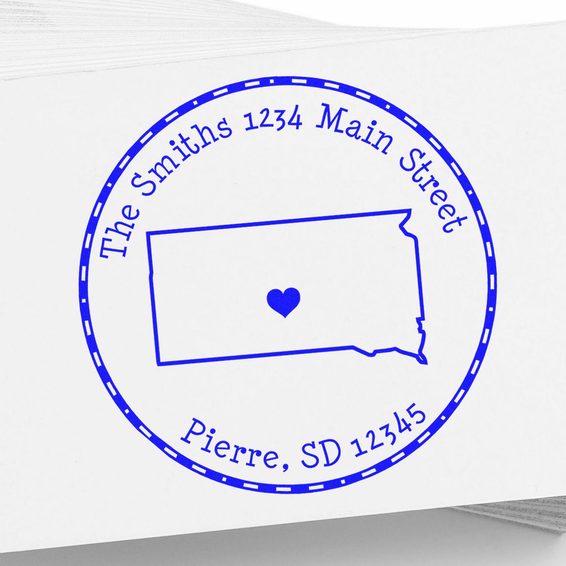 Wood Handle Round South Dakota State Luv Address Stamp