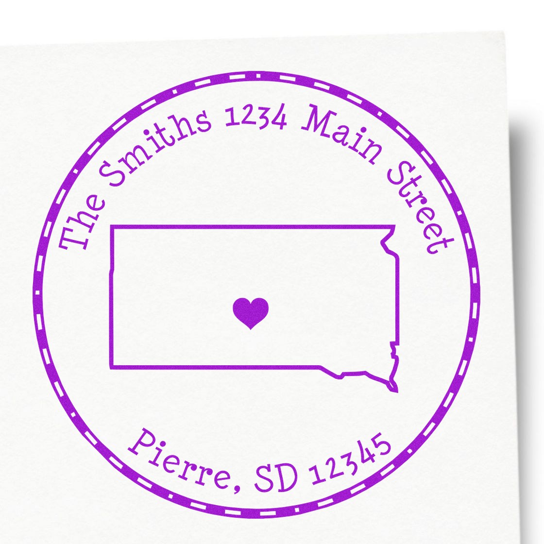 Self-Inking Round South Dakota State Luv Address Stamp