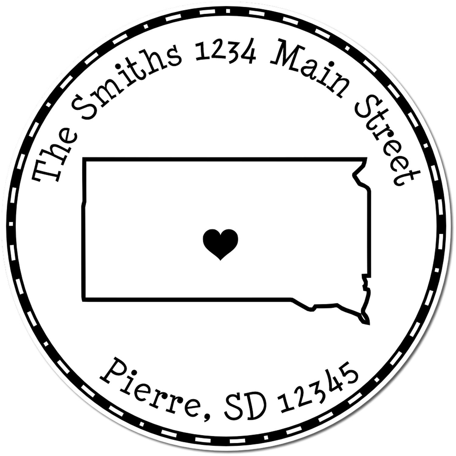 Wood Handle Round South Dakota State Luv Address Stamp