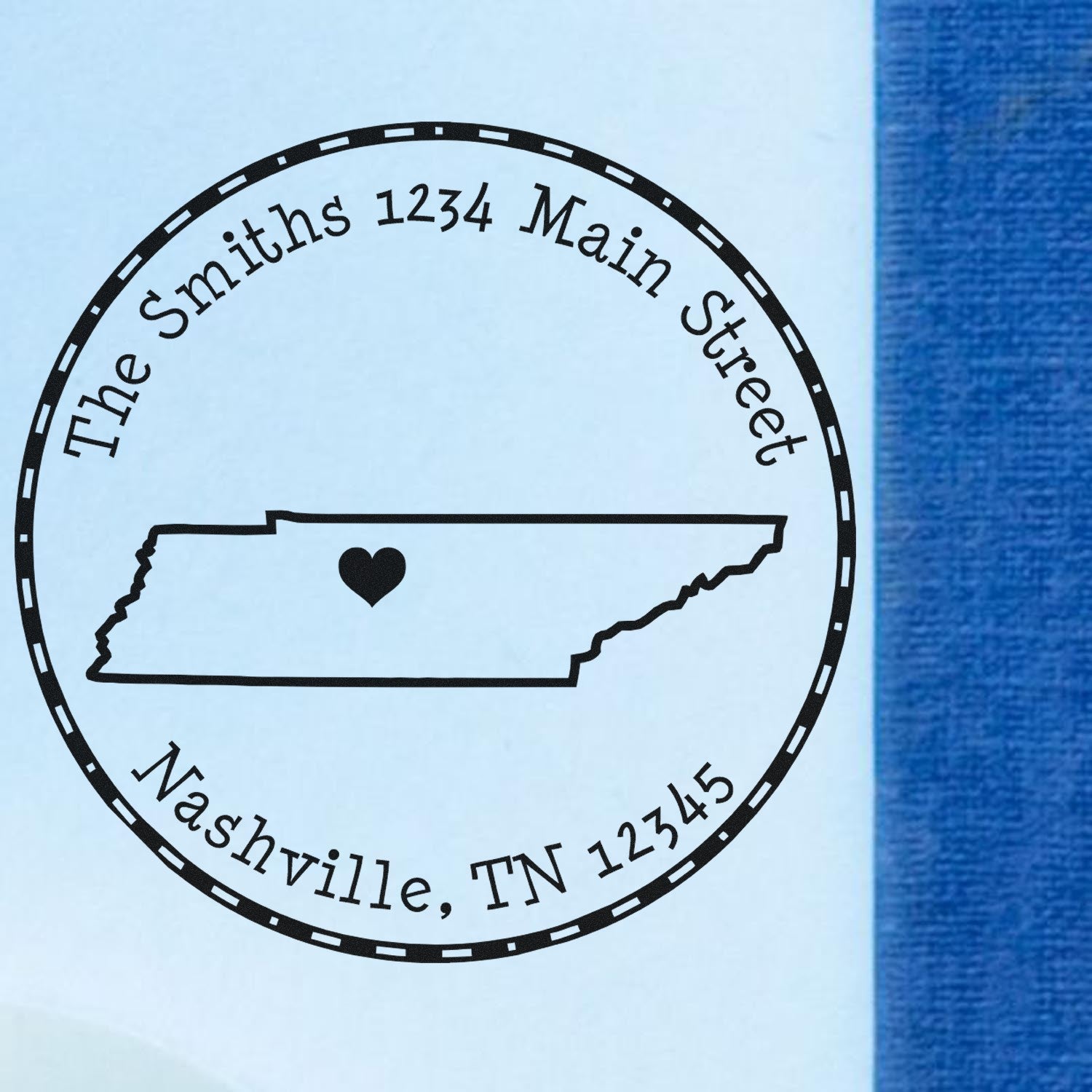 Wood Handle Round Tennessee State Luv Address Stamp