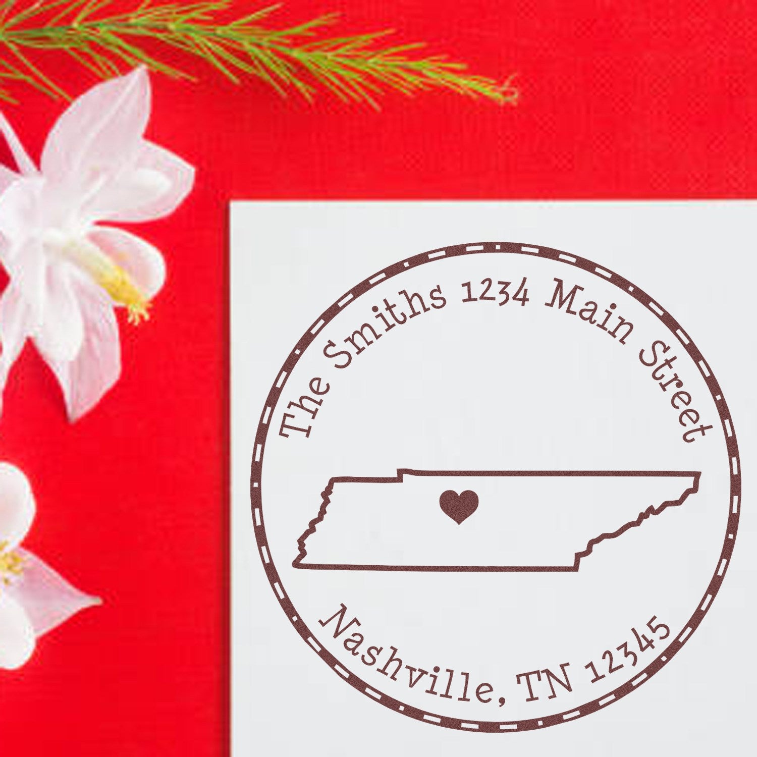 Self-Inking Round Tennessee State Luv Address Stamp