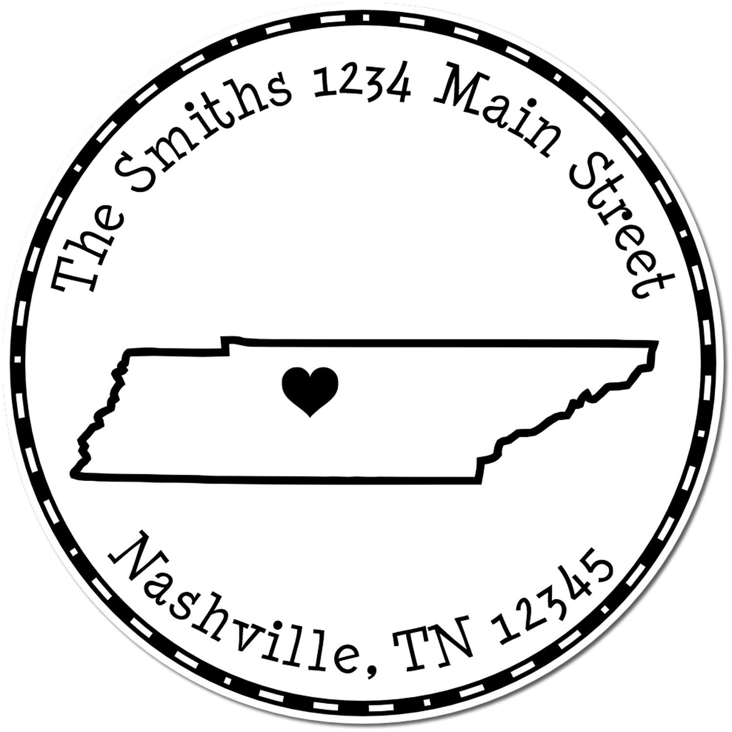 Self-Inking Round Tennessee State Luv Address Stamp