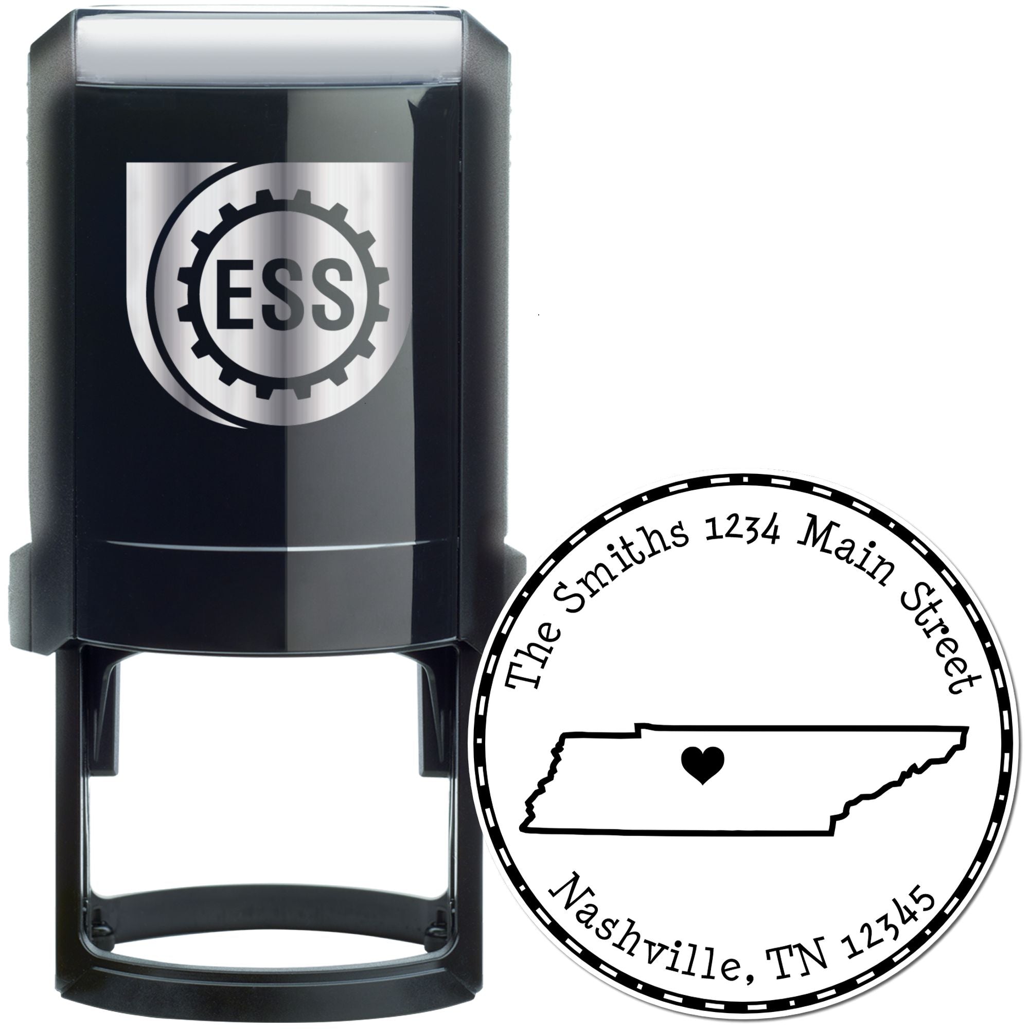 Self-Inking Round Tennessee State Luv Address Stamp