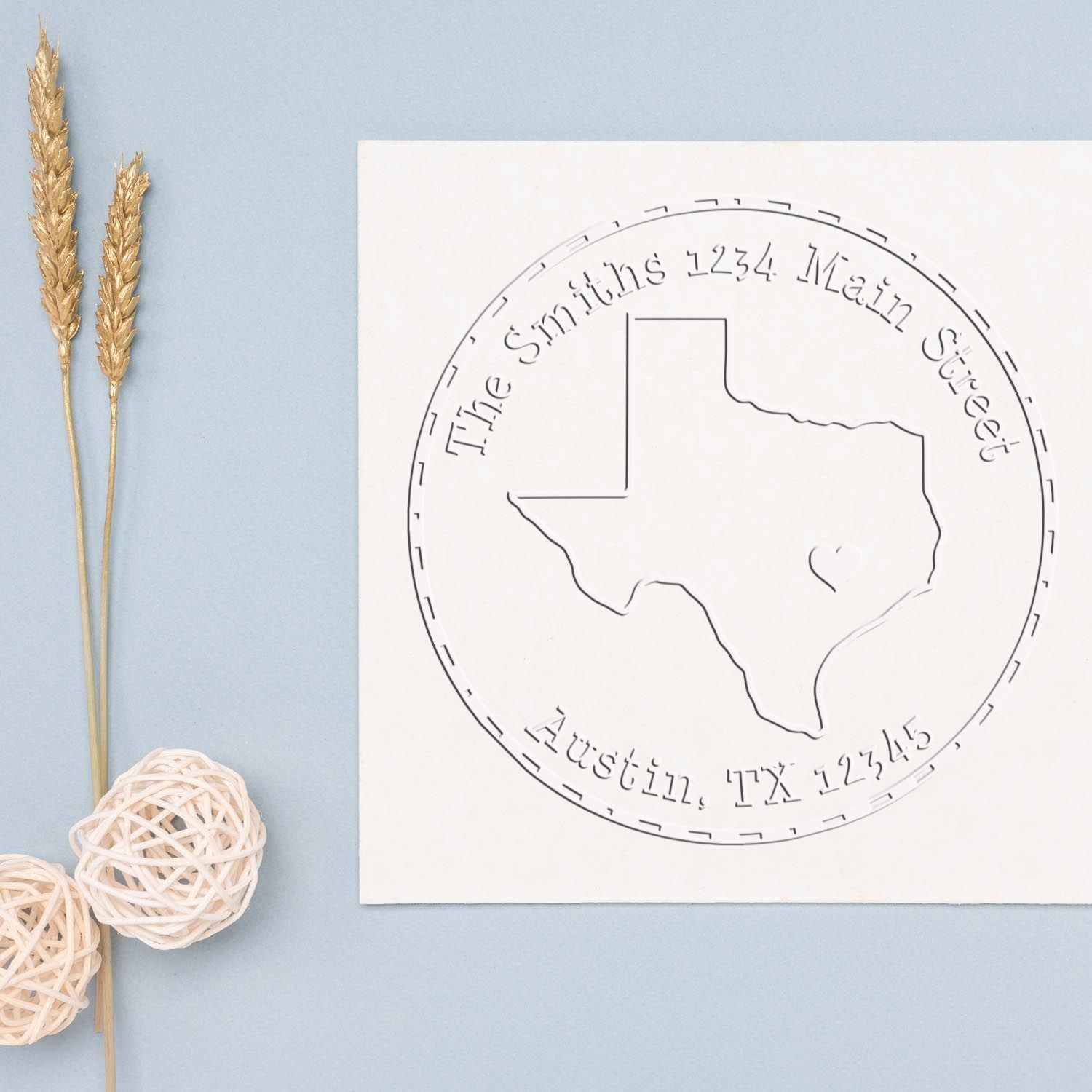 Soft TX State Love Customized Address Return Embossing Stamp