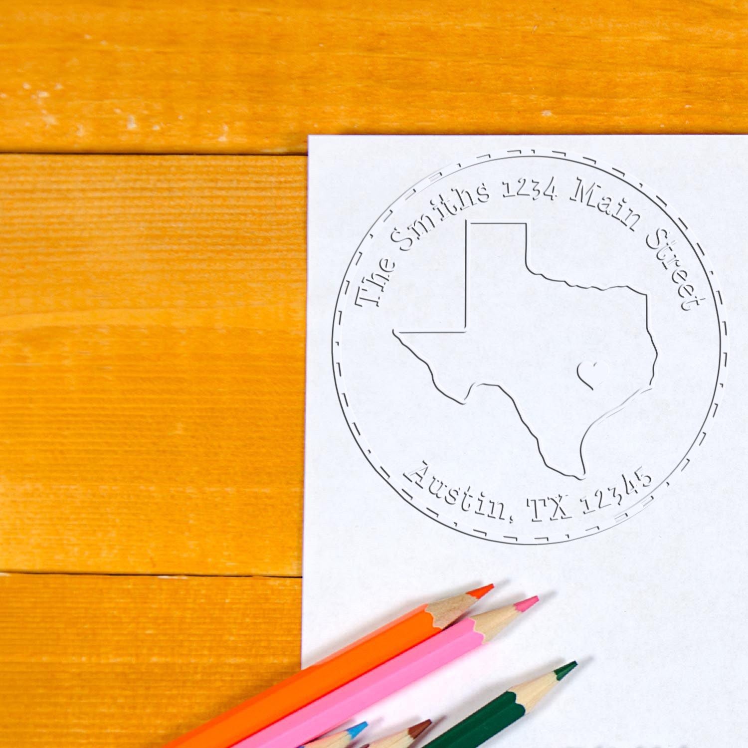 TX State Love Desk Handcrafted Return Address Embossing Seal