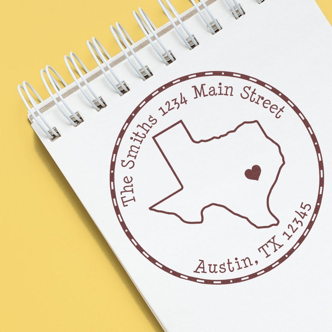 Wood Handle Round Texas State Luv Address Stamp