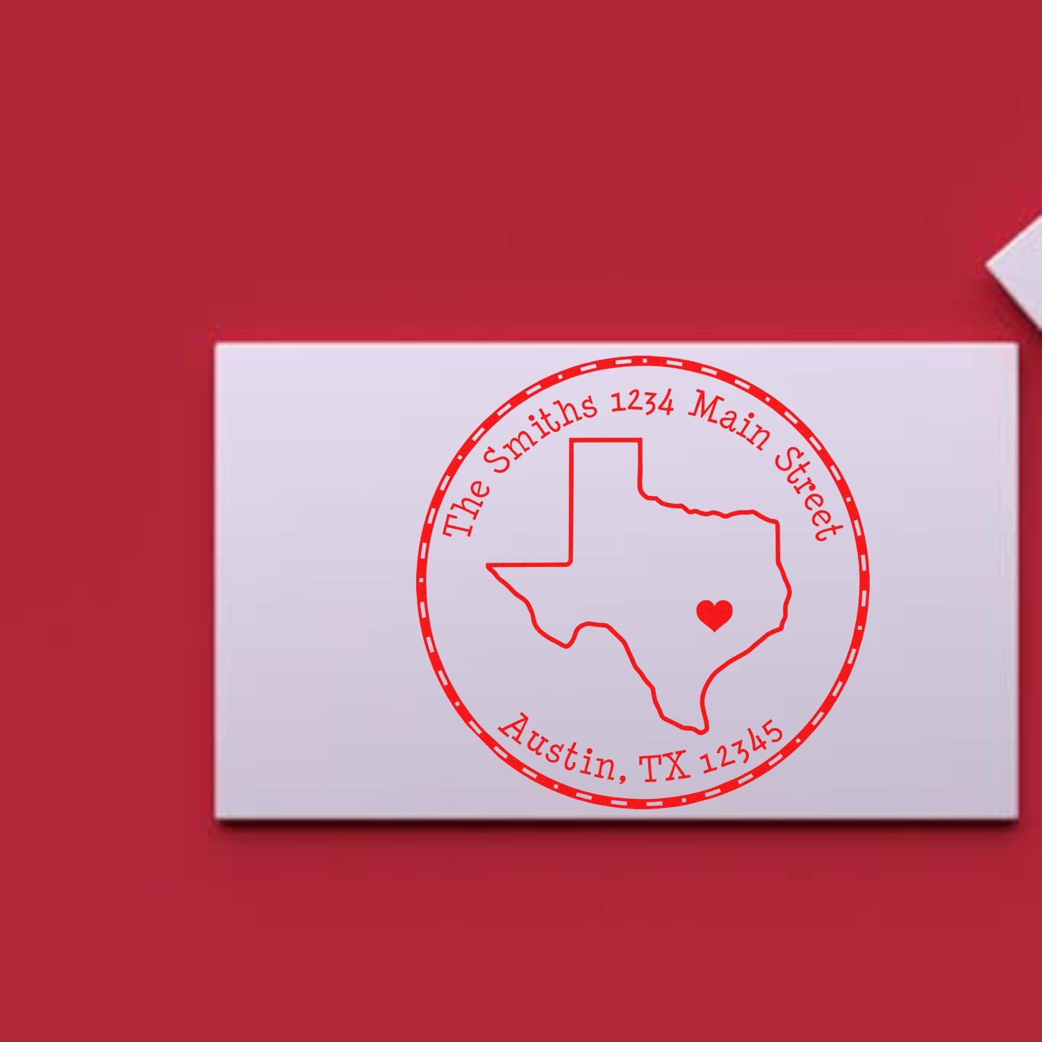 Wood Handle Round Texas State Luv Address Stamp