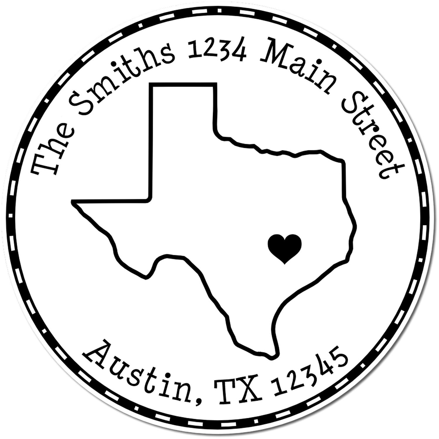 Wood Handle Round Texas State Luv Address Stamp