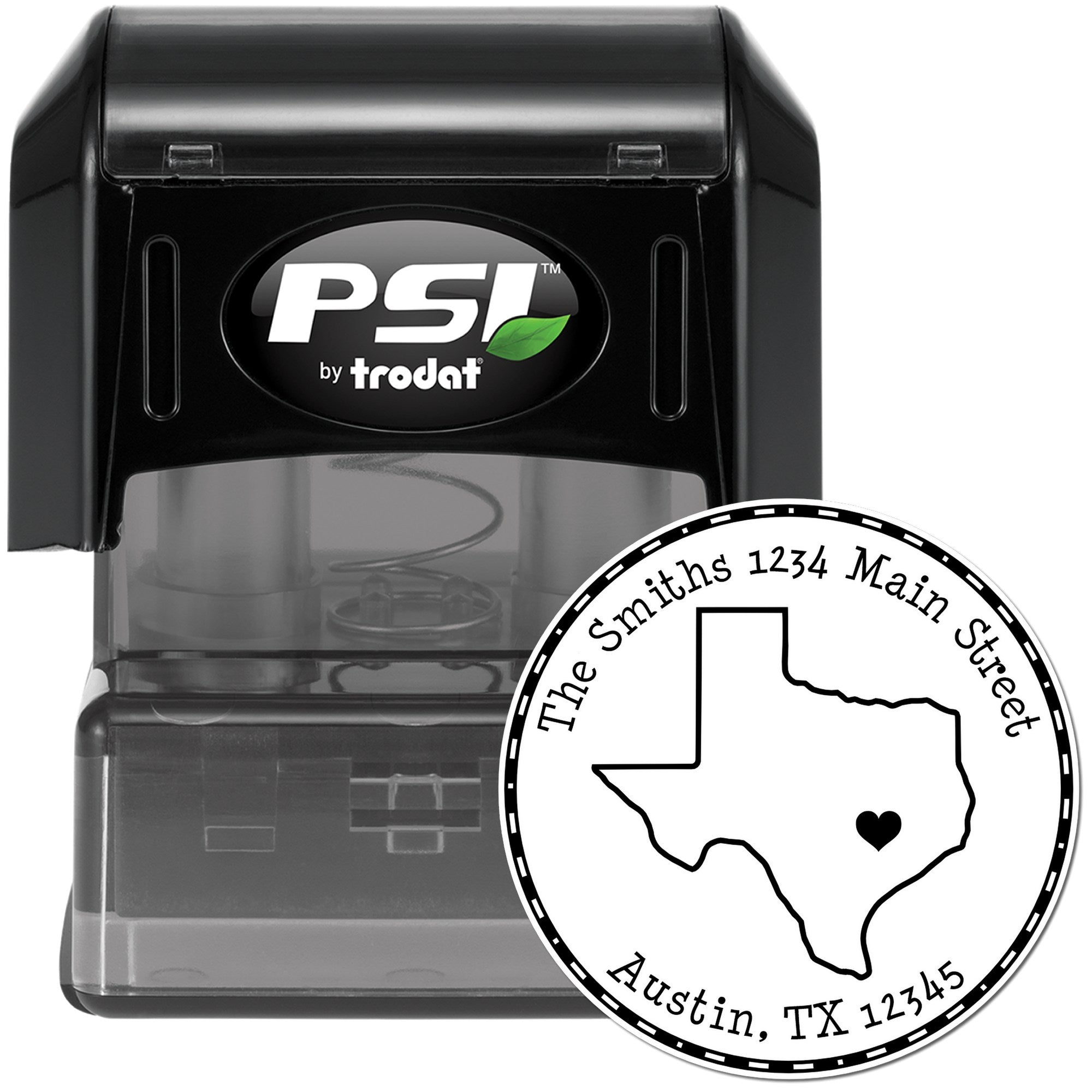 PSI Pre-Inked Round Texas State Luv Address Stamp