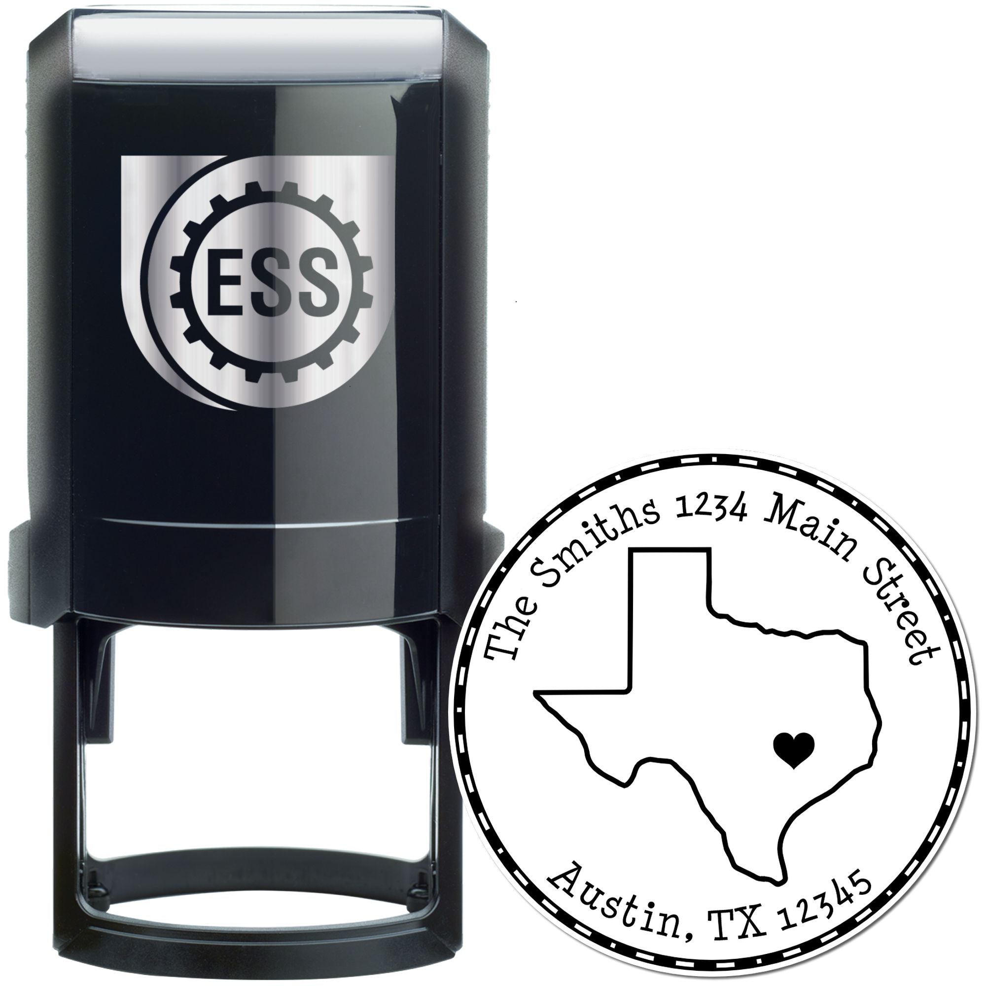 Self-Inking Round Texas State Luv Address Stamp