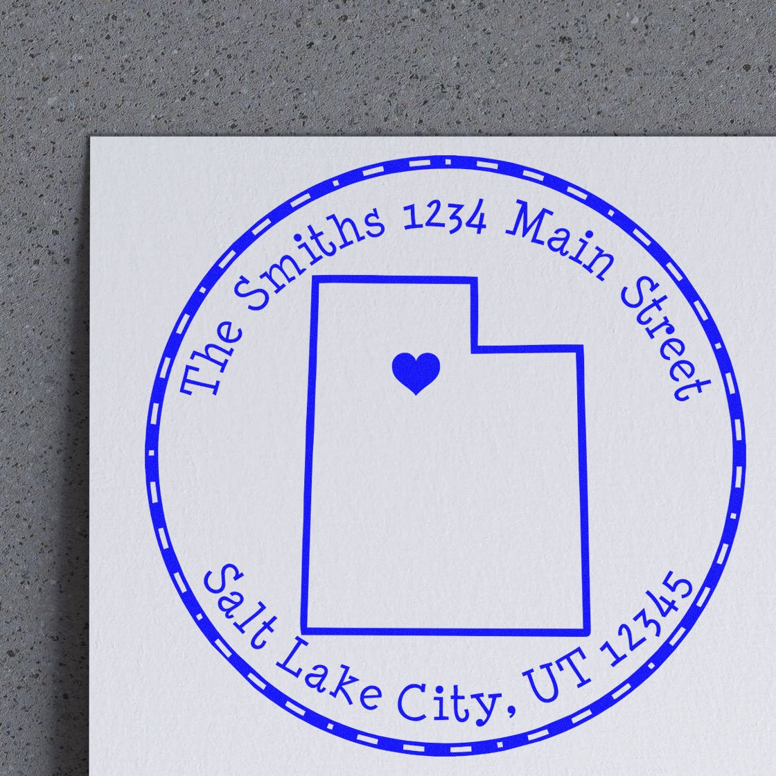 Wood Handle Round Utah State Luv Address Stamp