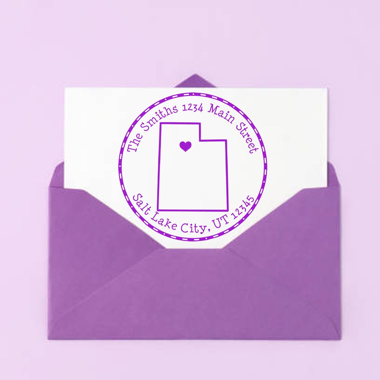 Self-Inking Round Utah State Luv Address Stamp