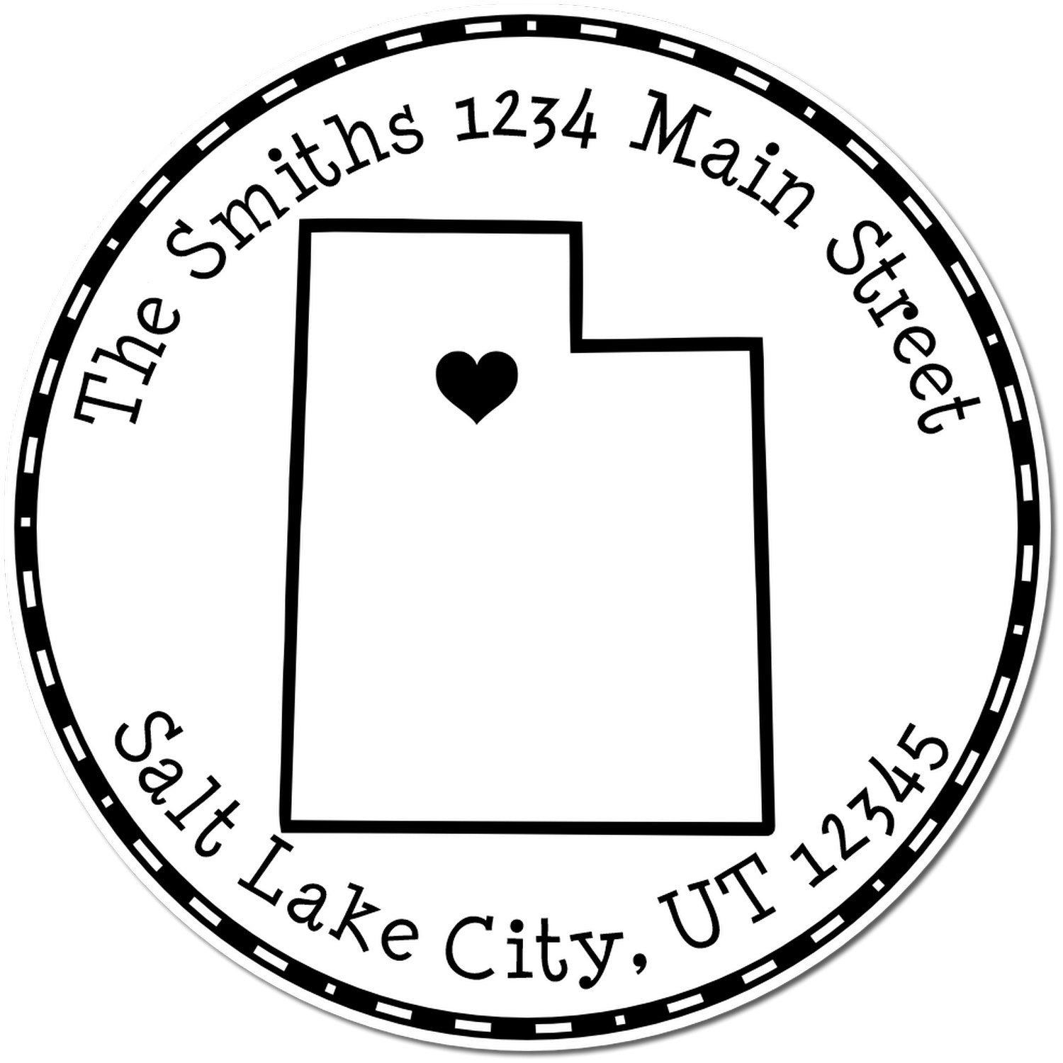 Wood Handle Round Utah State Luv Address Stamp