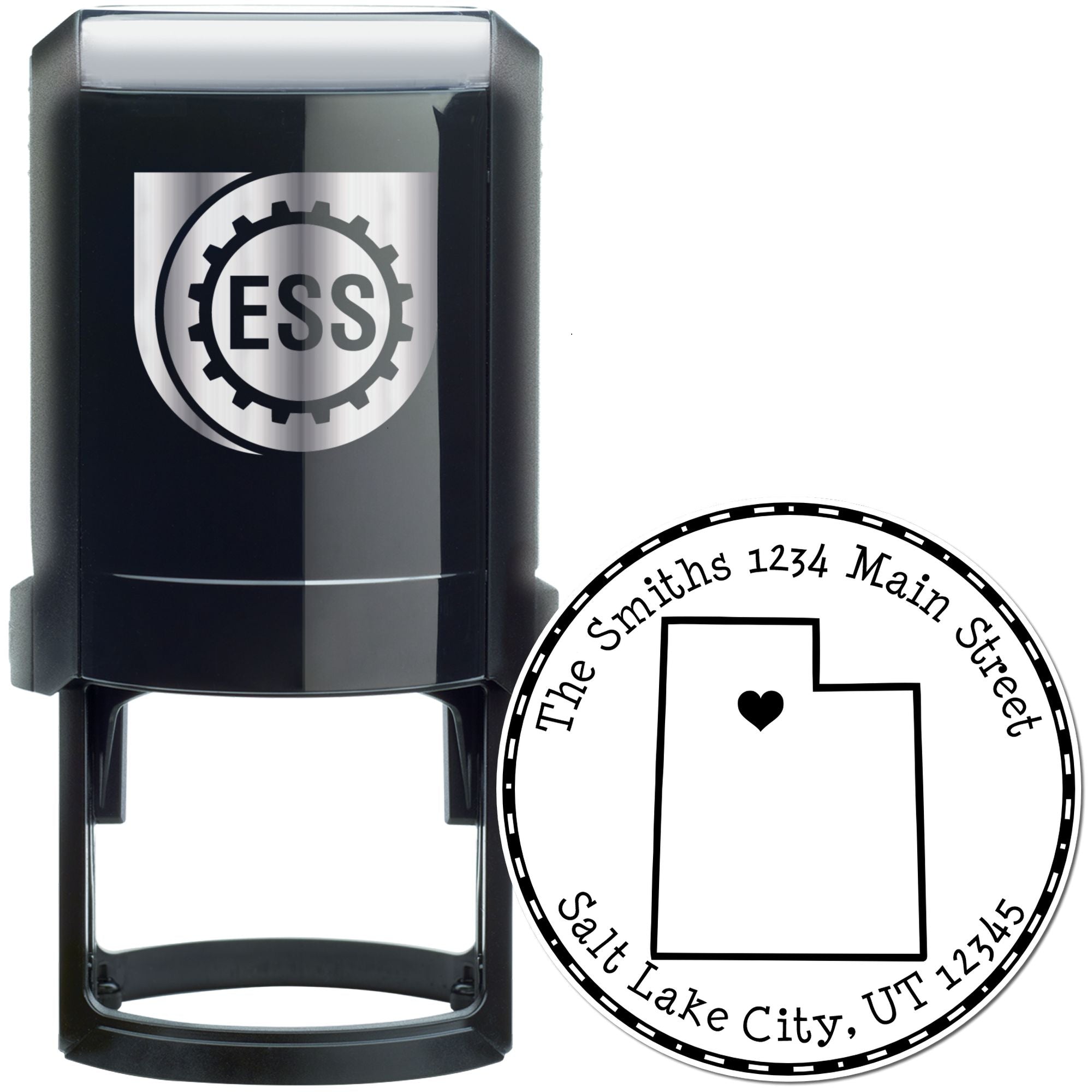 Self-Inking Round Utah State Luv Address Stamp