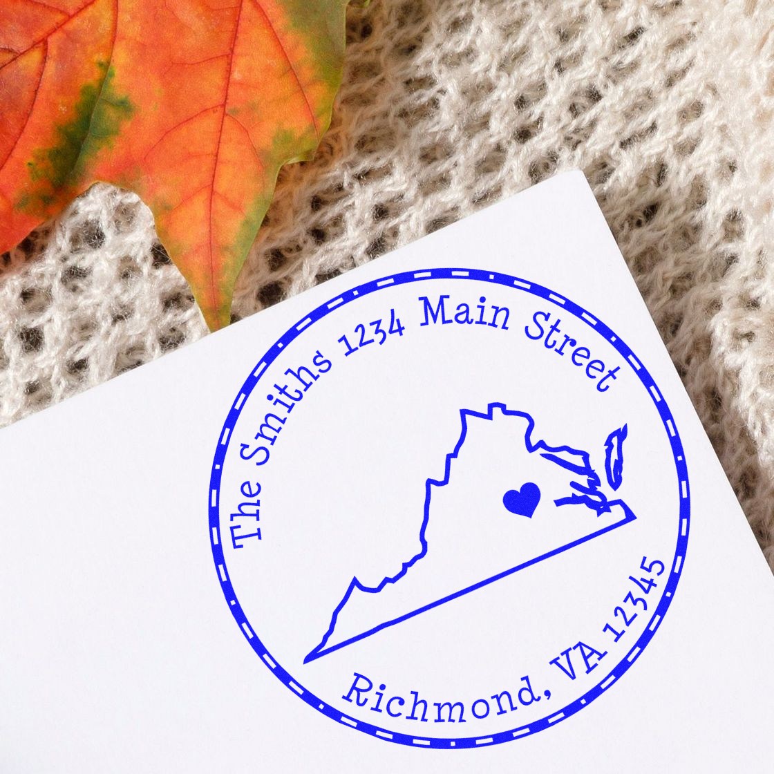 Slim Round Virginia State Luv Address Stamp