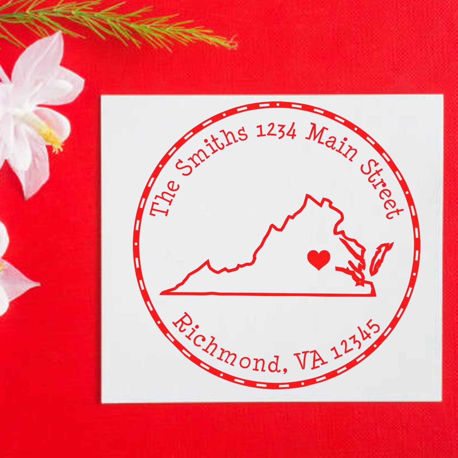 Slim Round Virginia State Luv Address Stamp