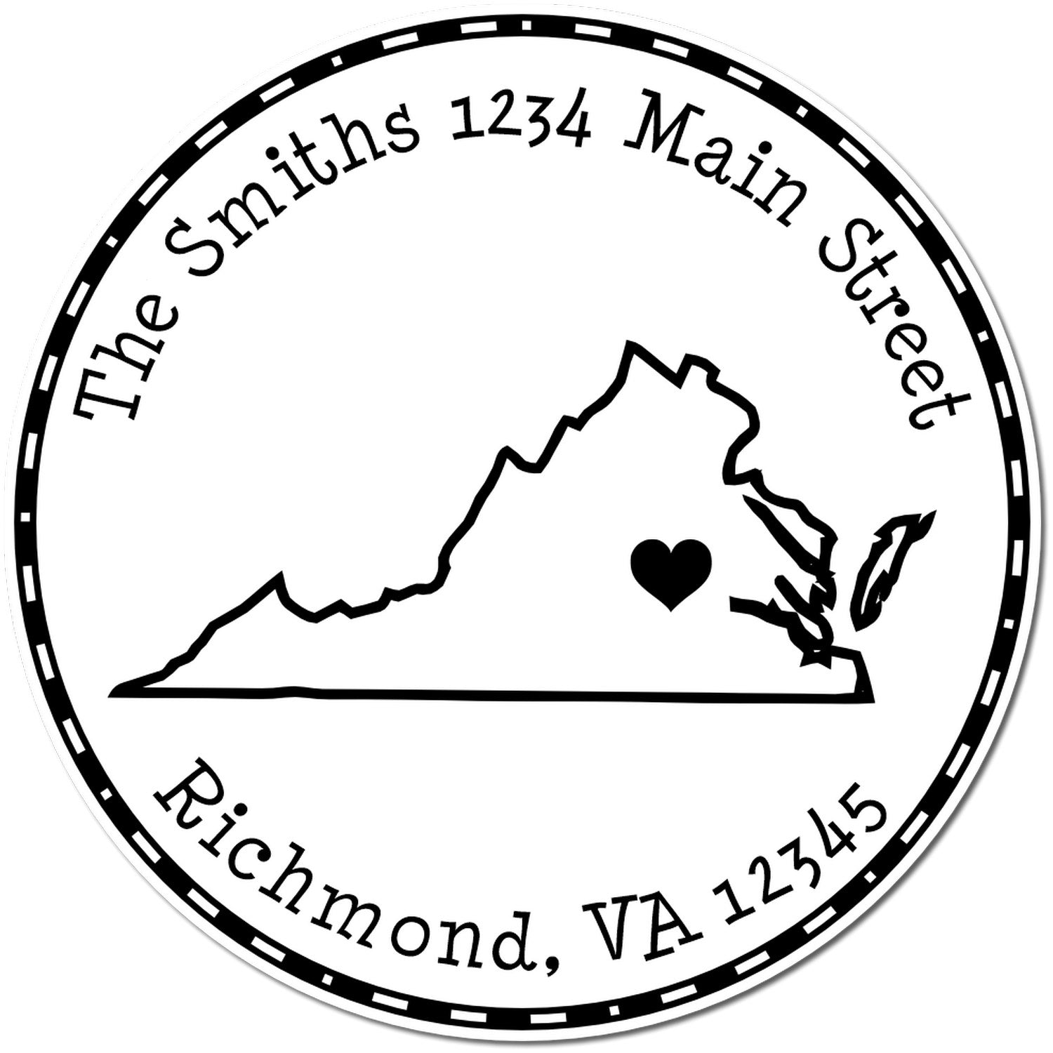 Self-Inking Round Virginia State Luv Address Stamp