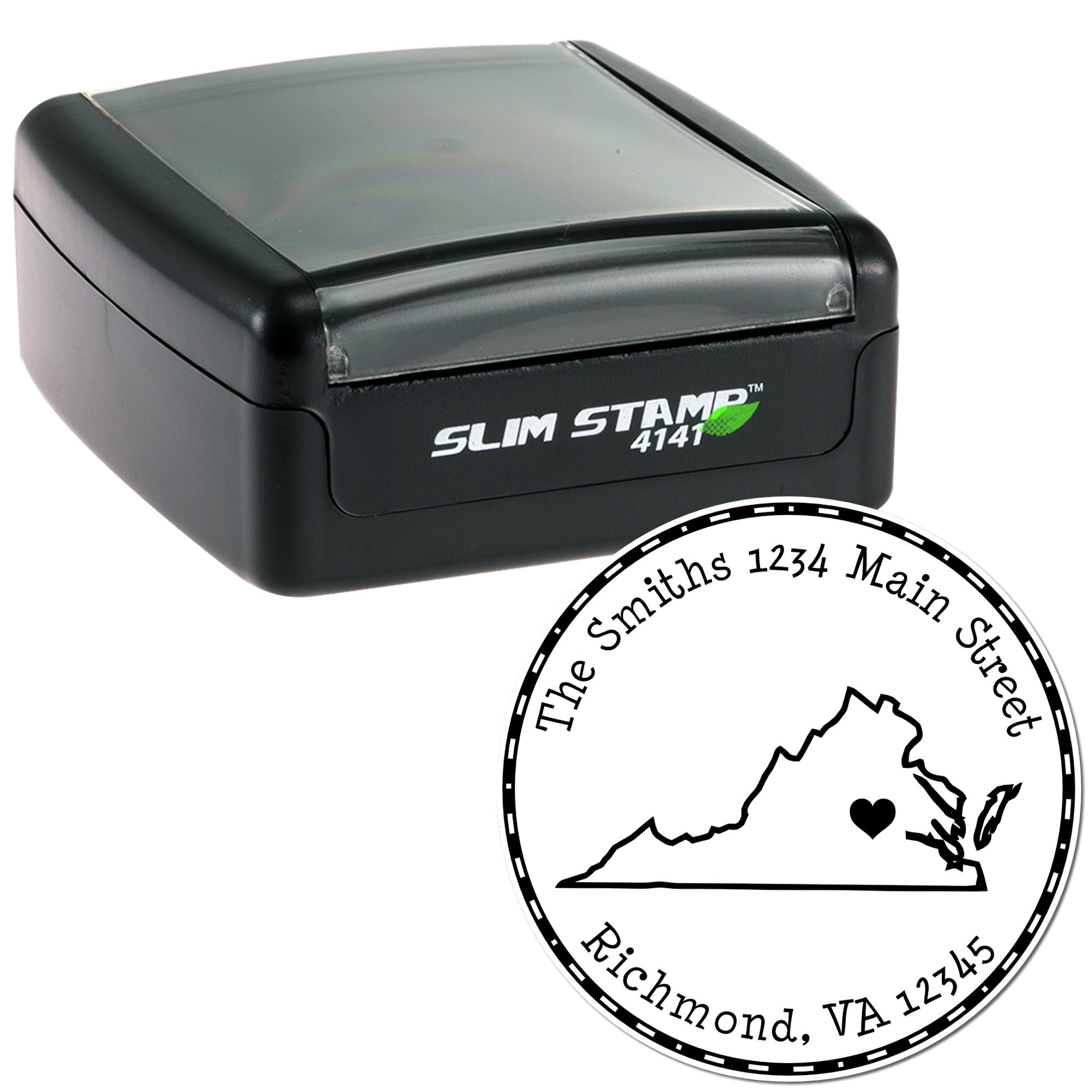 Slim Round Virginia State Luv Address Stamp