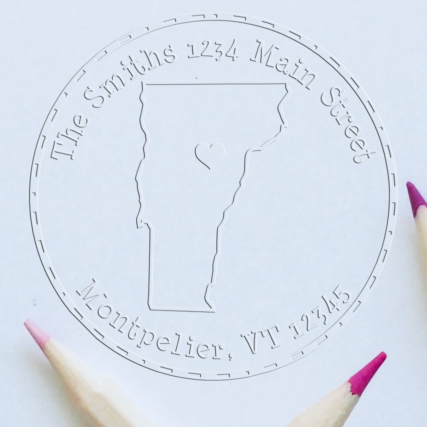 VT State Love Desk Handcrafted Return Address Embossing Stamp