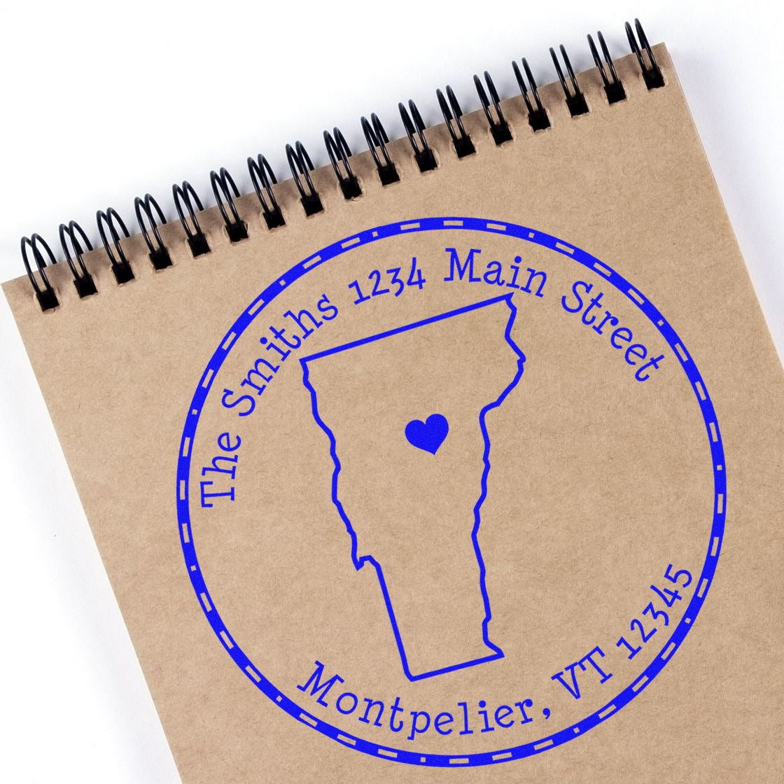 Slim Round Vermont State Luv Address Stamp