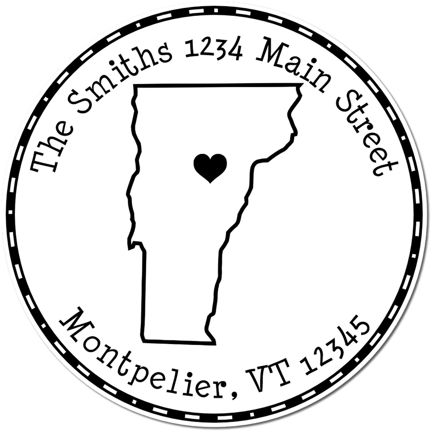 Self-Inking Round Vermont State Luv Address Stamp