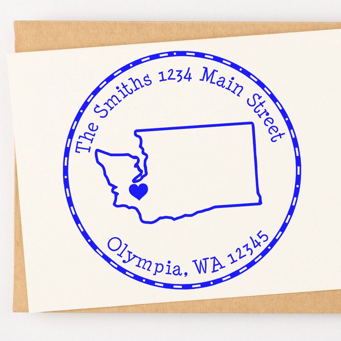 Wood Handle Round Washington State Luv Address Stamp