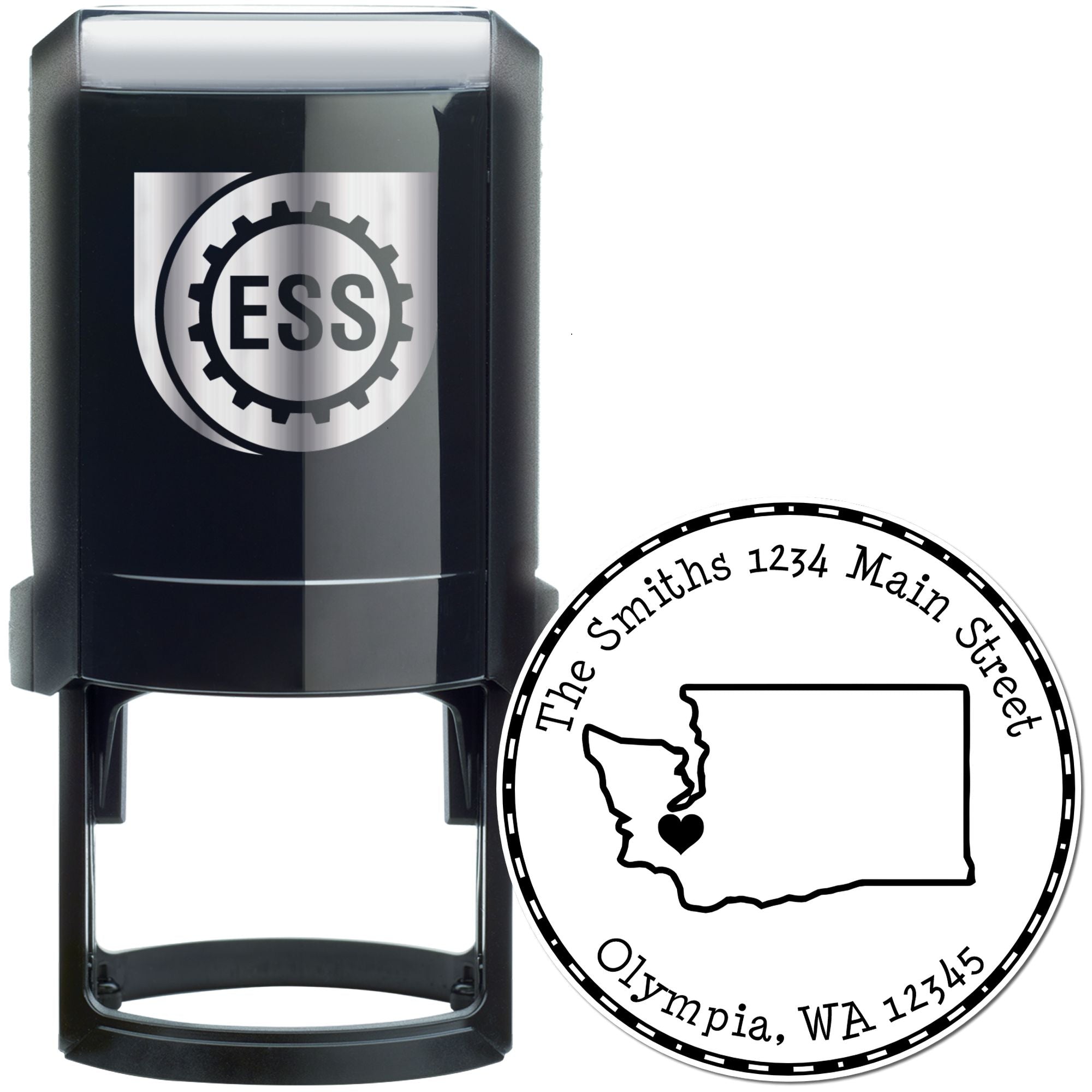 Self-Inking Round Washington State Luv Address Stamp