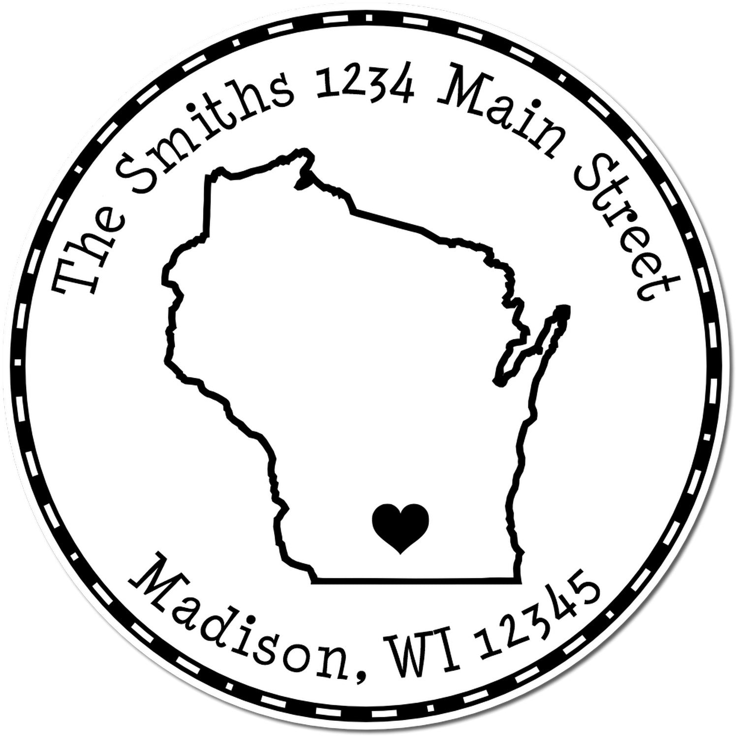 PSI Pre-Inked Round Wisconsin State Luv Address Stamp