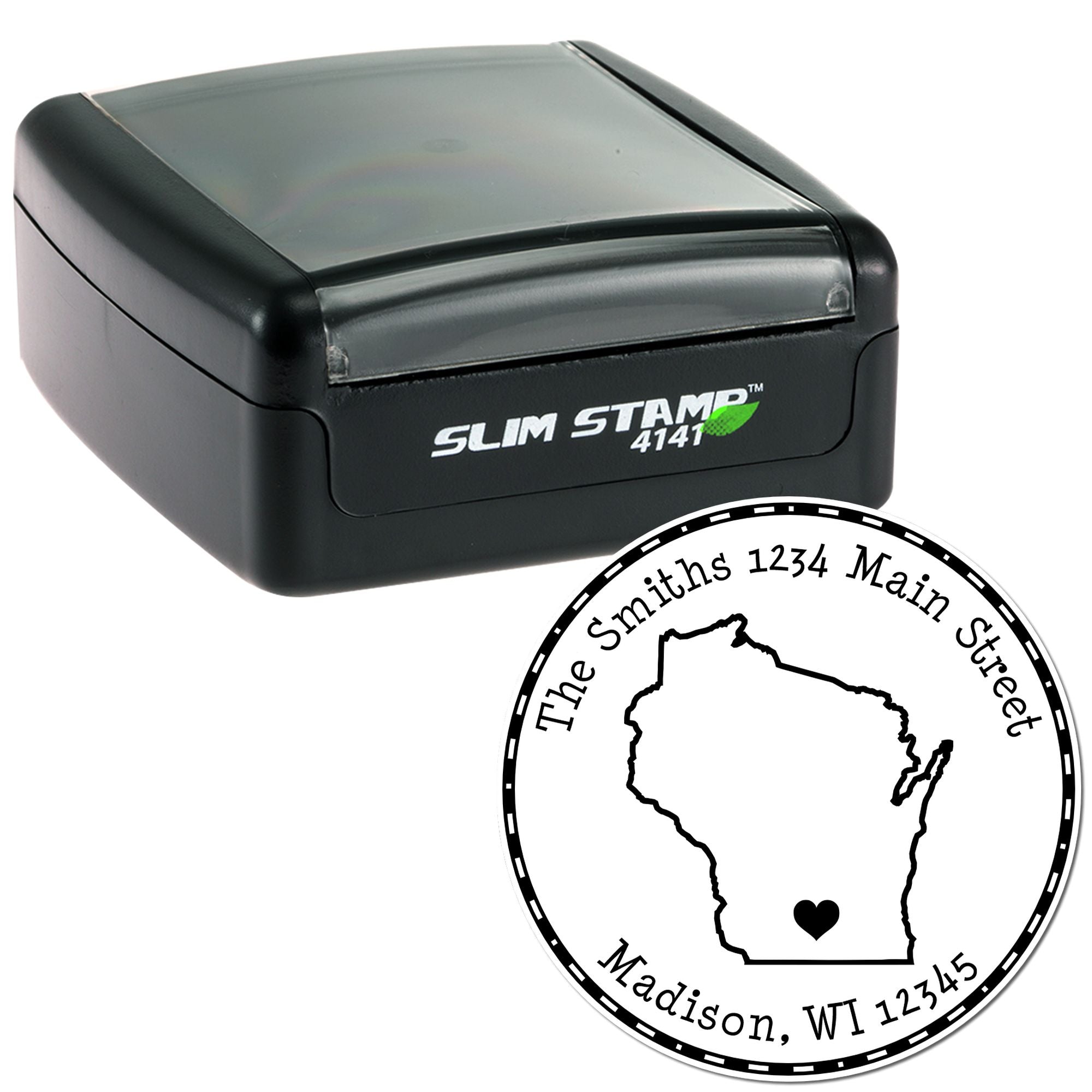 Slim Round Wisconsin State Luv Address Stamp