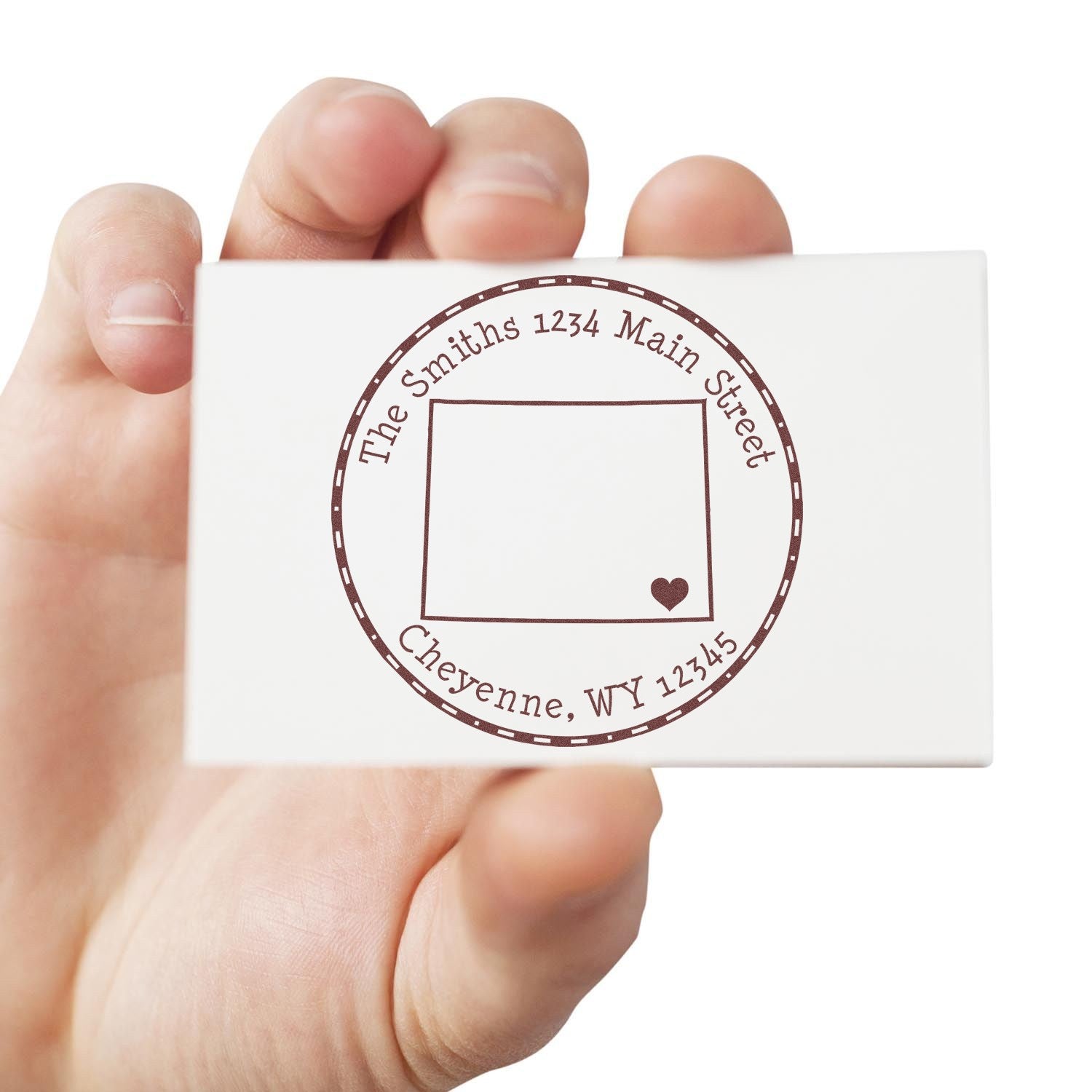 Slim Round Wyoming State Luv Address Stamp