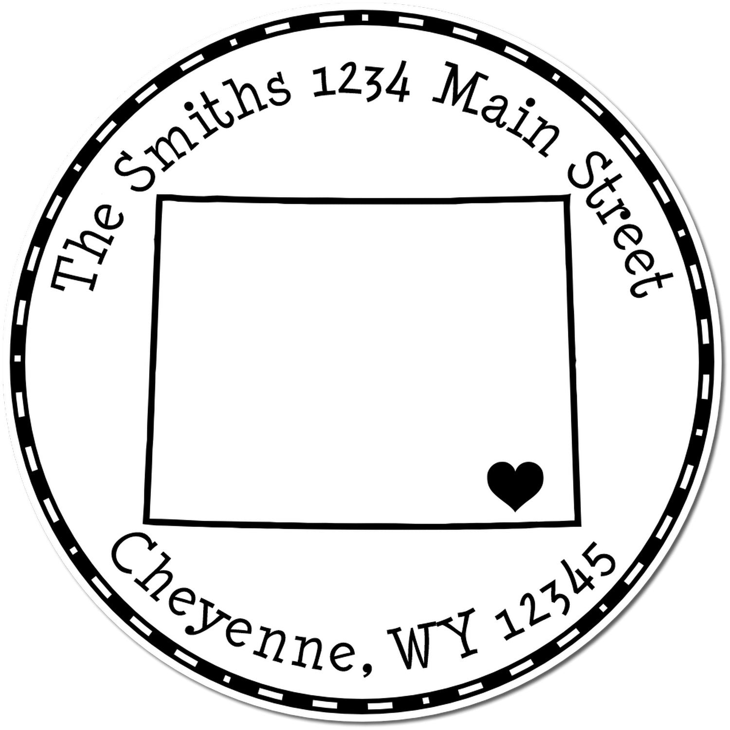 Wood Handle Round Wyoming State Luv Address Stamp