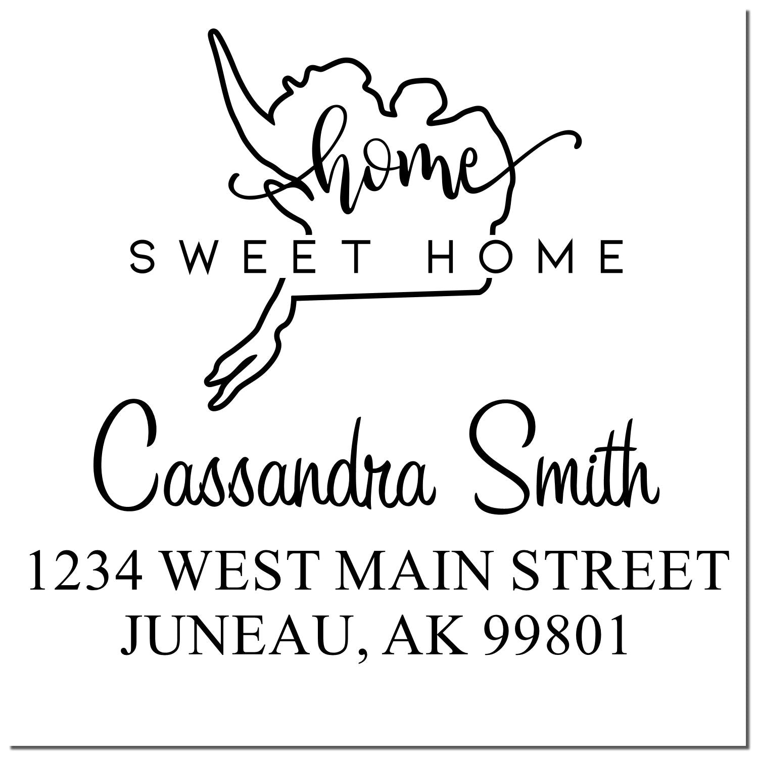 Wood Handle Home Sweet Home Alaska Personalized Address Stamper