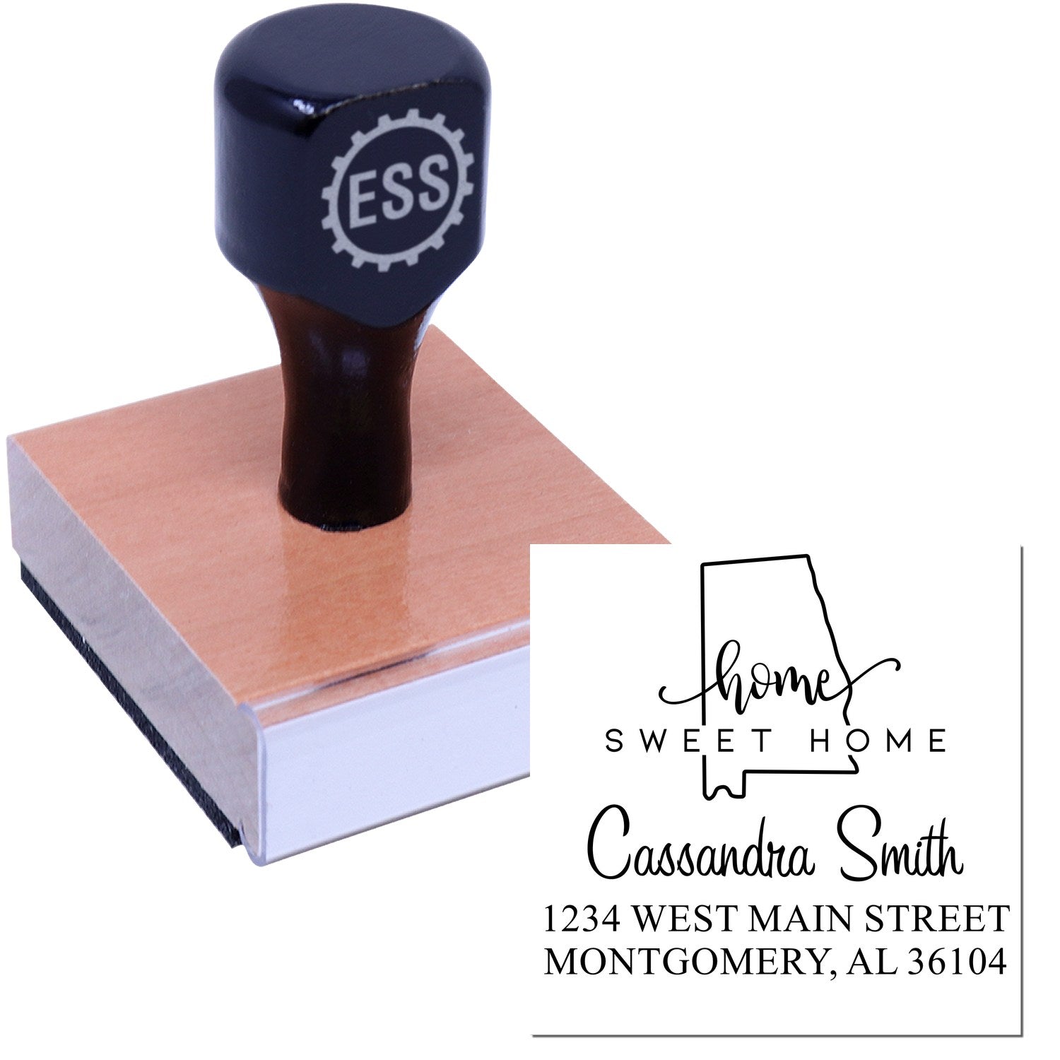 Wood Handle Home Sweet Home Alabama Personalized Address Stamp