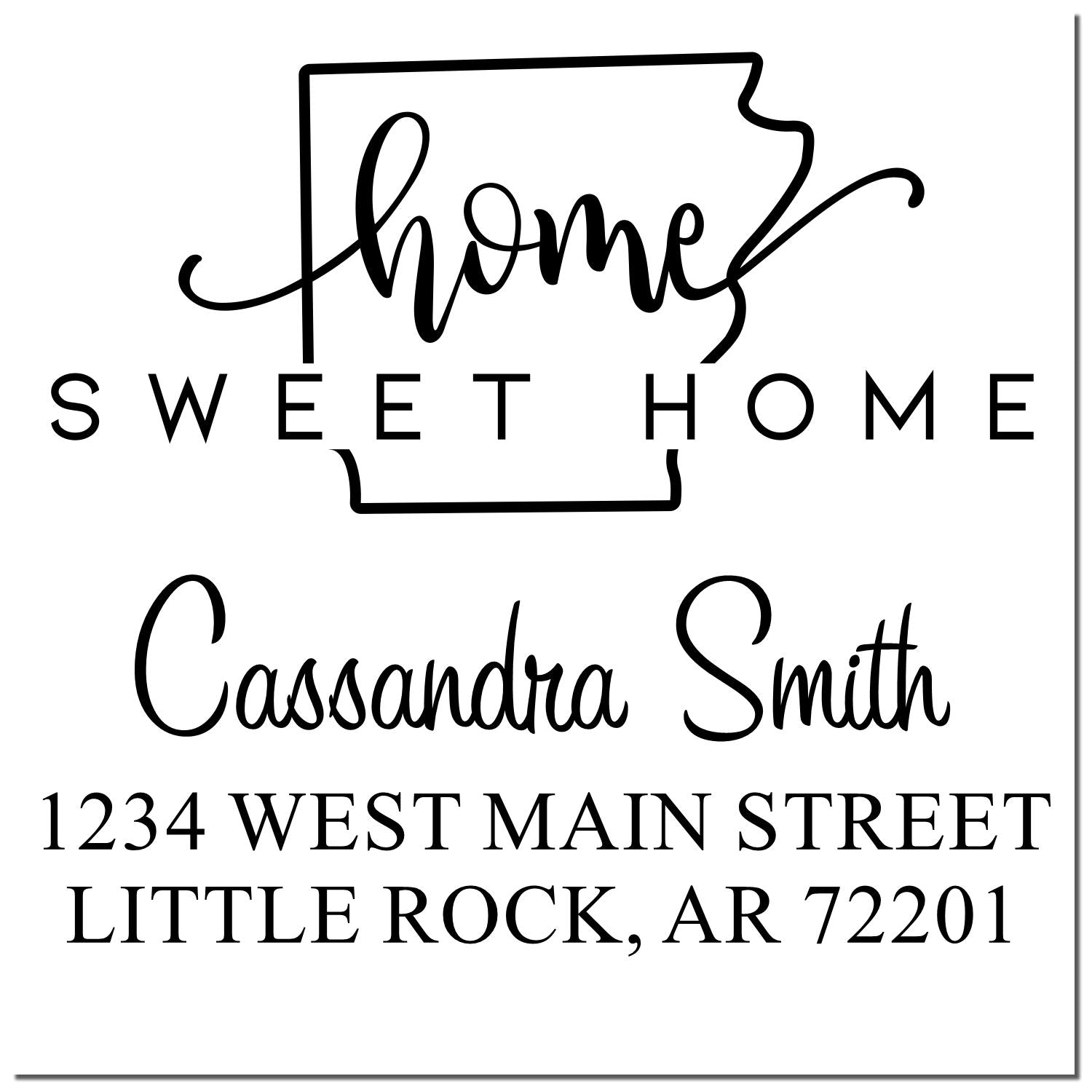 Self-Inking Home Sweet Home Arkansas Personalized Mailing Rubber Stamp