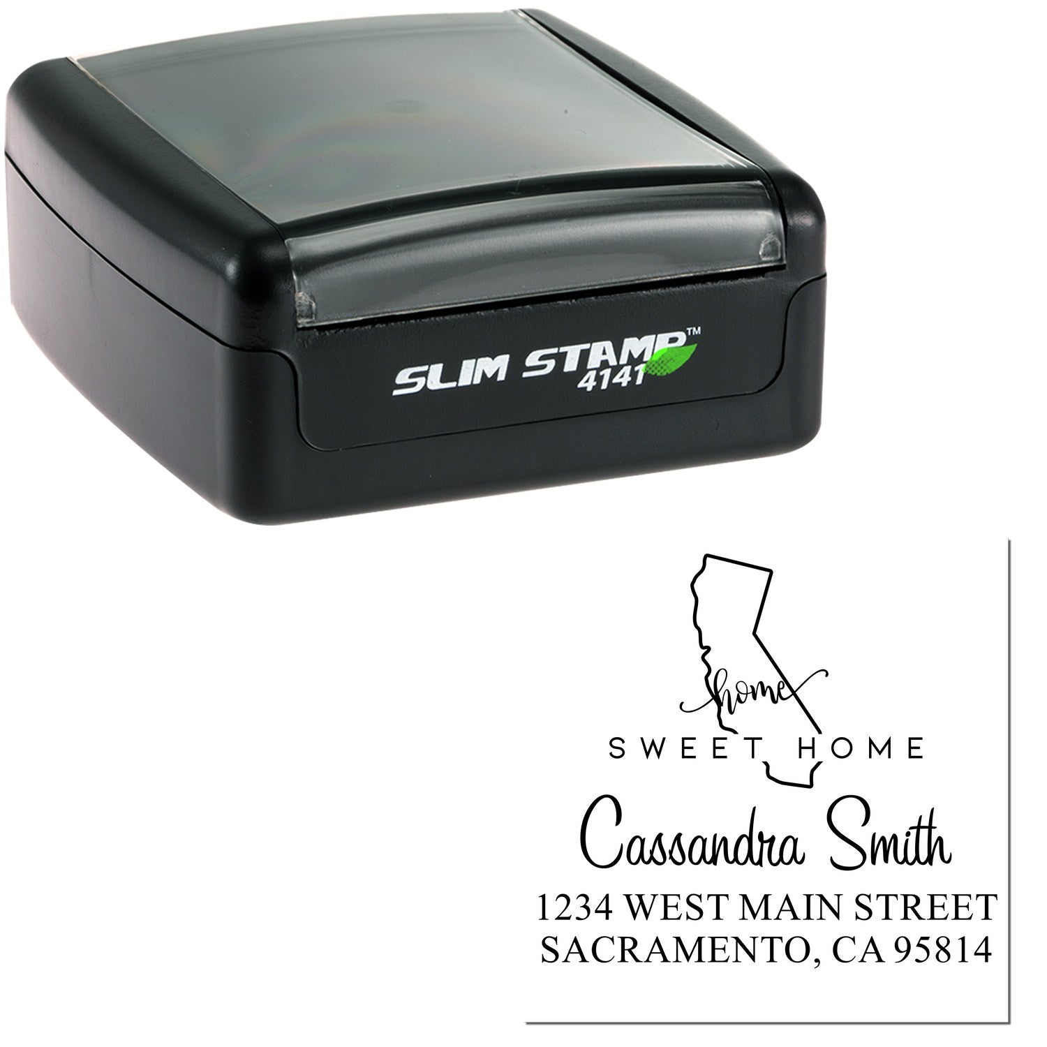 Slim Home Sweet Home California Personalized Mail Address Stamper