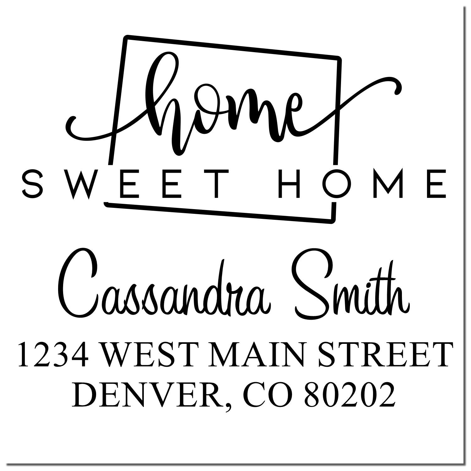 Slim Home Sweet Home Colorado Personalized Mail Address Pre-Inked Stamp