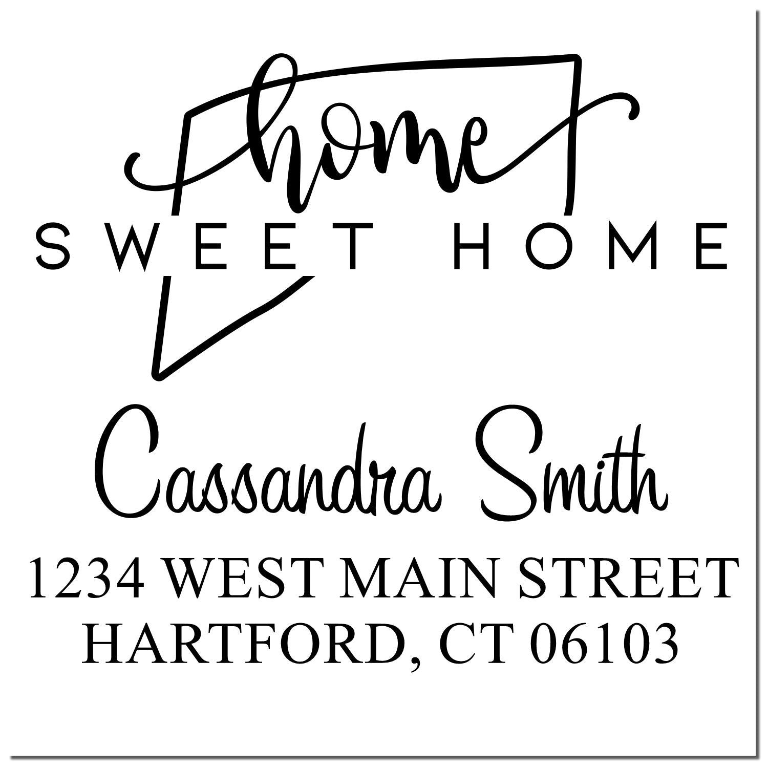 Self-Inking Home Sweet Home Connecticut Personalized Mail Rubber Stamp