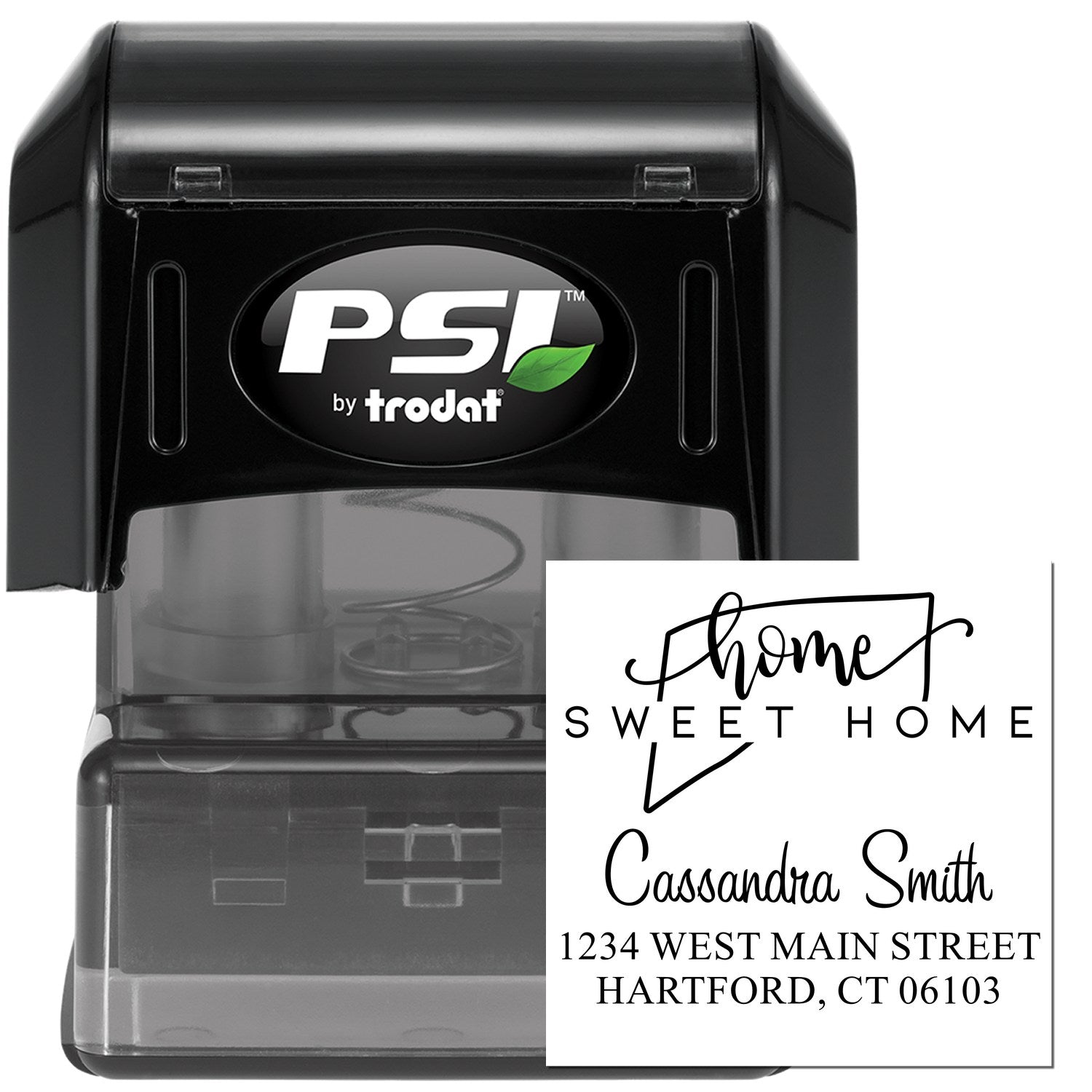 PSI Pre-Inked Home Sweet Home Connecticut Personalized Address Return Stamper