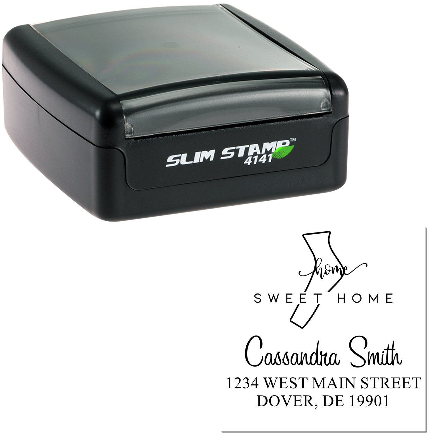 Slim Home Sweet Home Delaware Personalized New Address Stamper