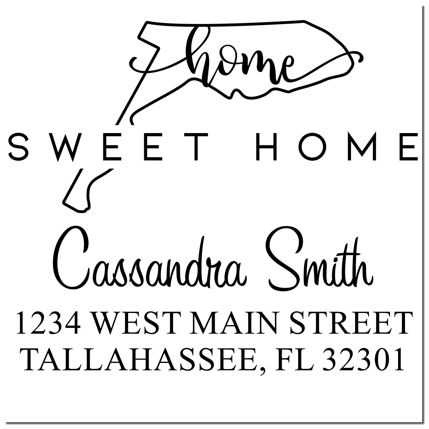 Wood Handle Home Sweet Home Florida Personalized Name and Address Rubber Stamp