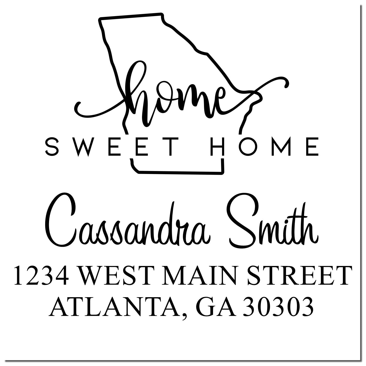 Self-Inking Home Sweet Home Georgia Personalized Home Address Rubber Stamp