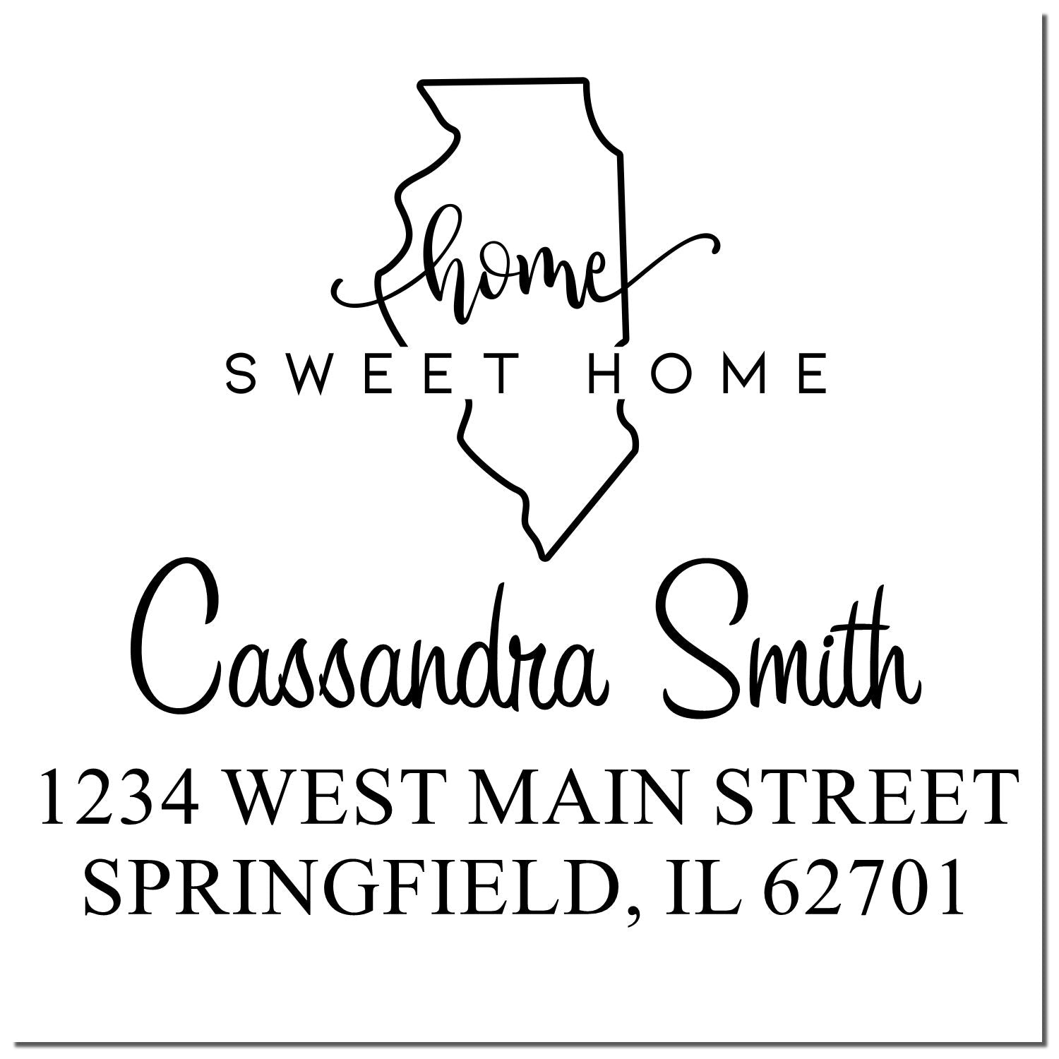 Wood Handle Home Sweet Home Illinois Personalized Mail Stamp