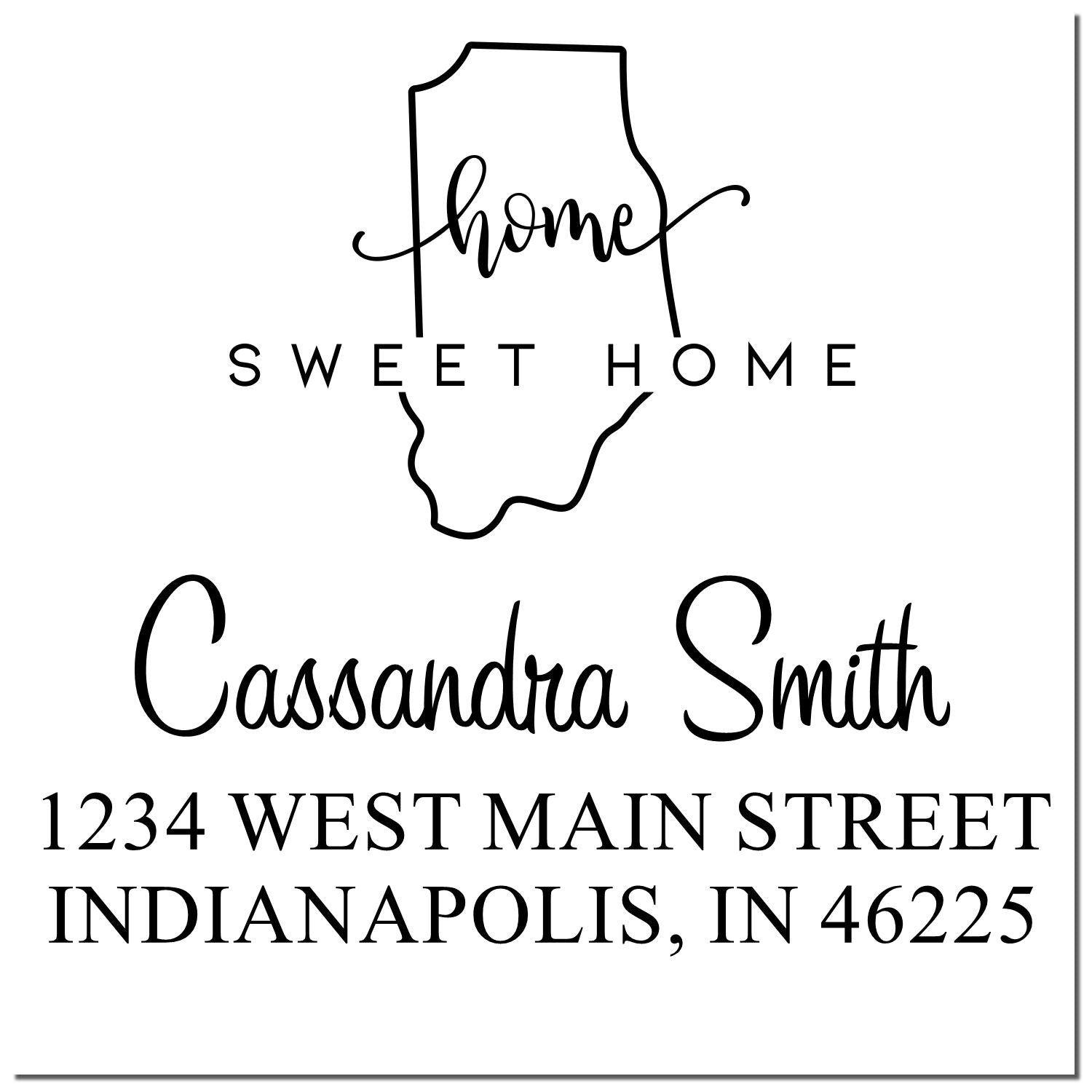 Self-Inking Home Sweet Home Indiana Personalized Address Return Stamp