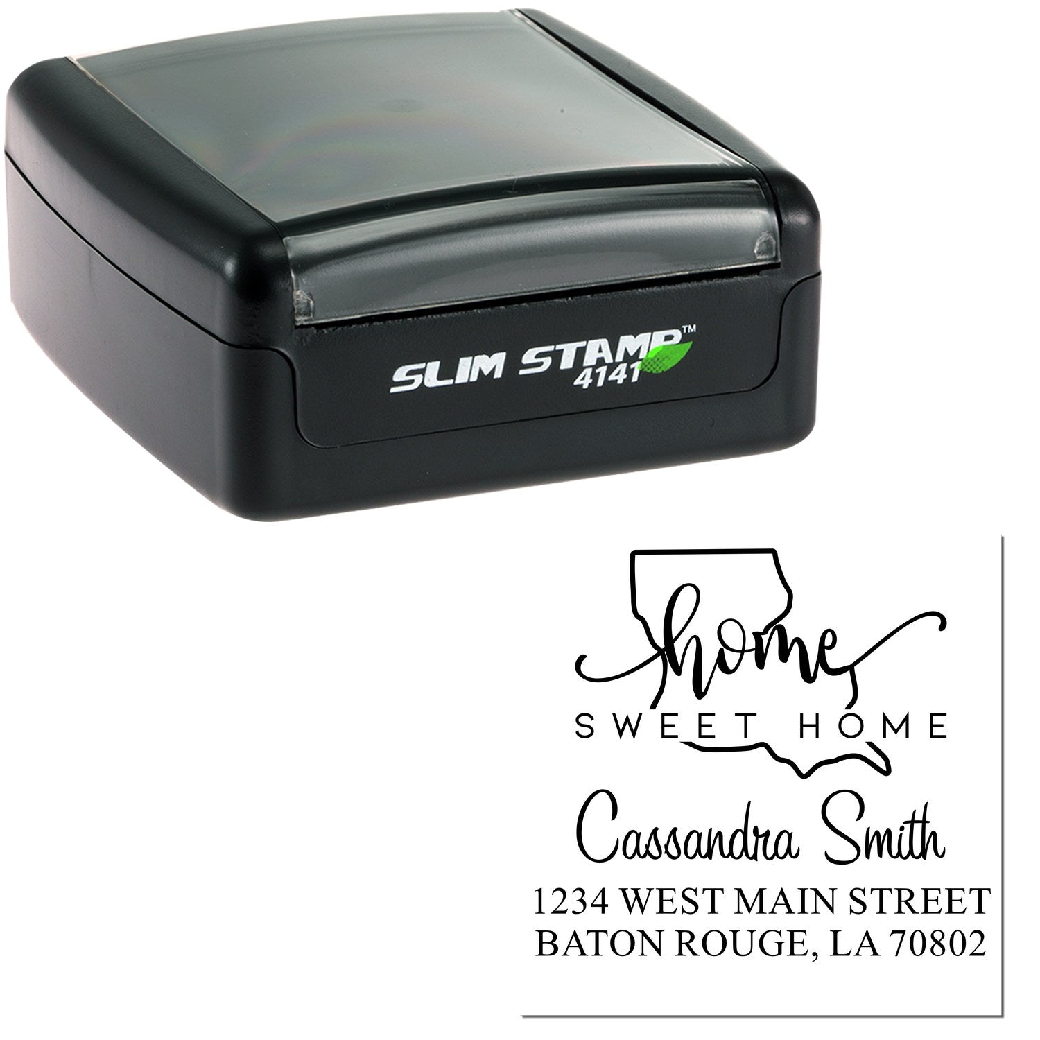 Slim Home Sweet Home Louisiana Custom Address Pre-Inked Stamp