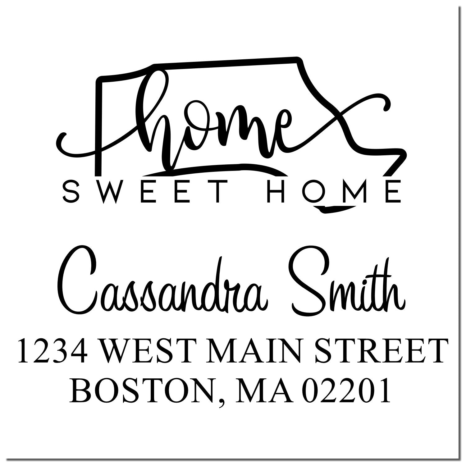 Slim Home Sweet Home Massachusetts Custom Return Address Pre-Inked Stamp