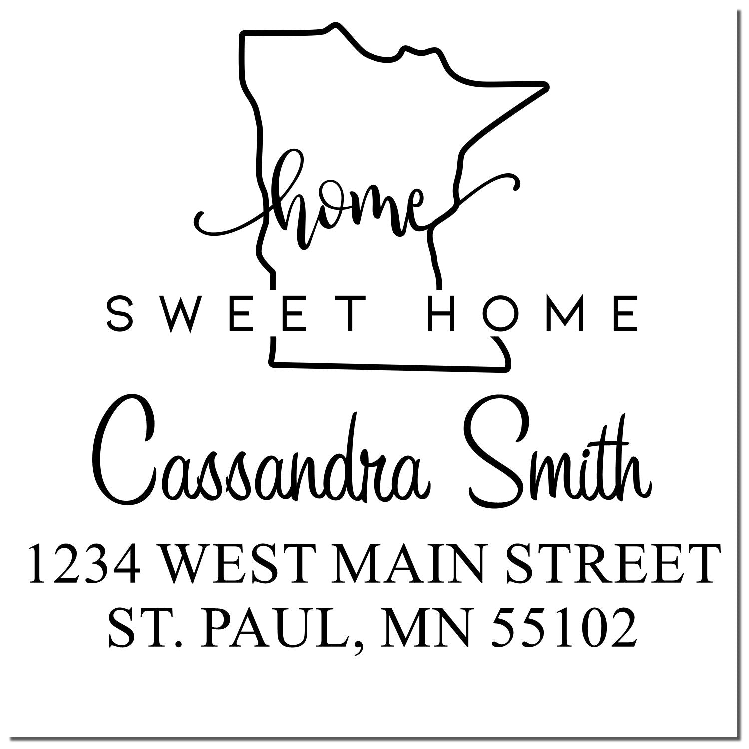 Slim Home Sweet Home Minnesota Custom Name and Address Stamper