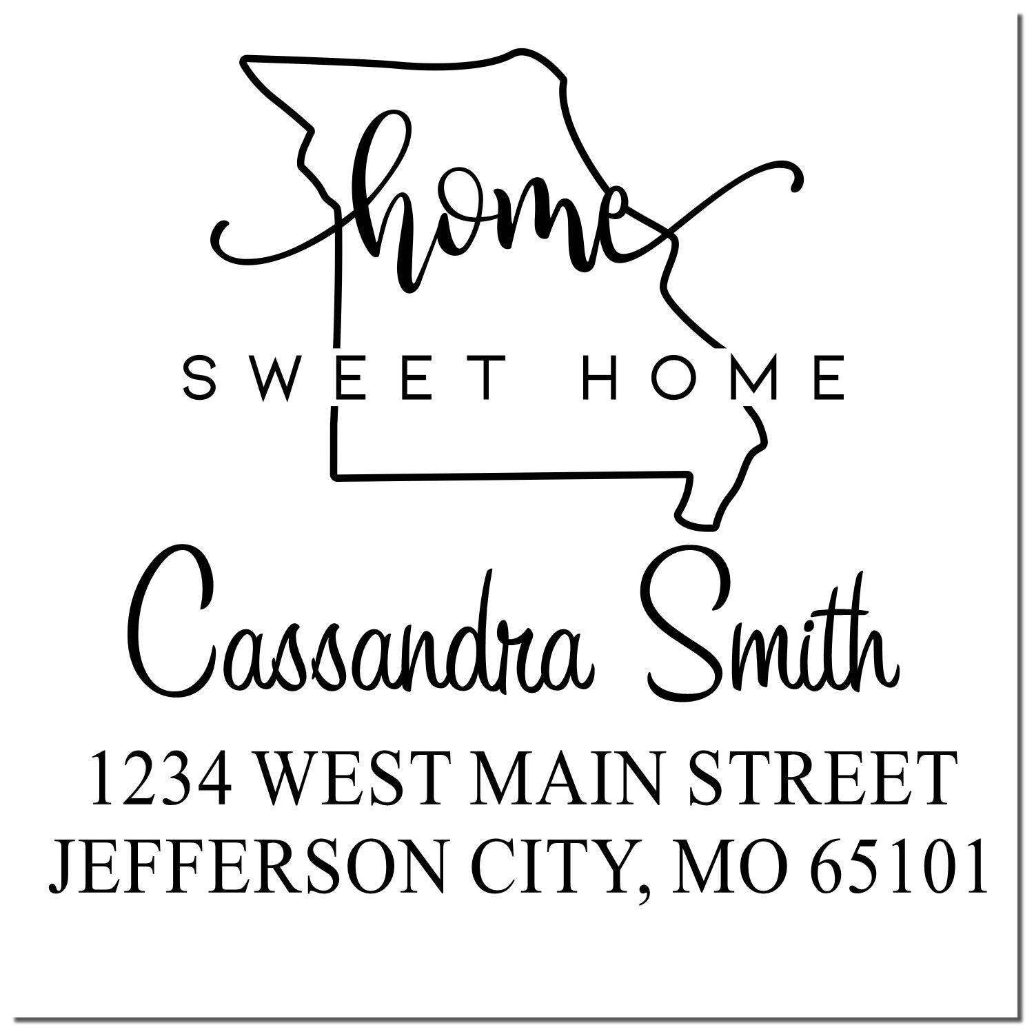 Self-Inking Home Sweet Home Missouri Personalized New Address Rubber Stamp