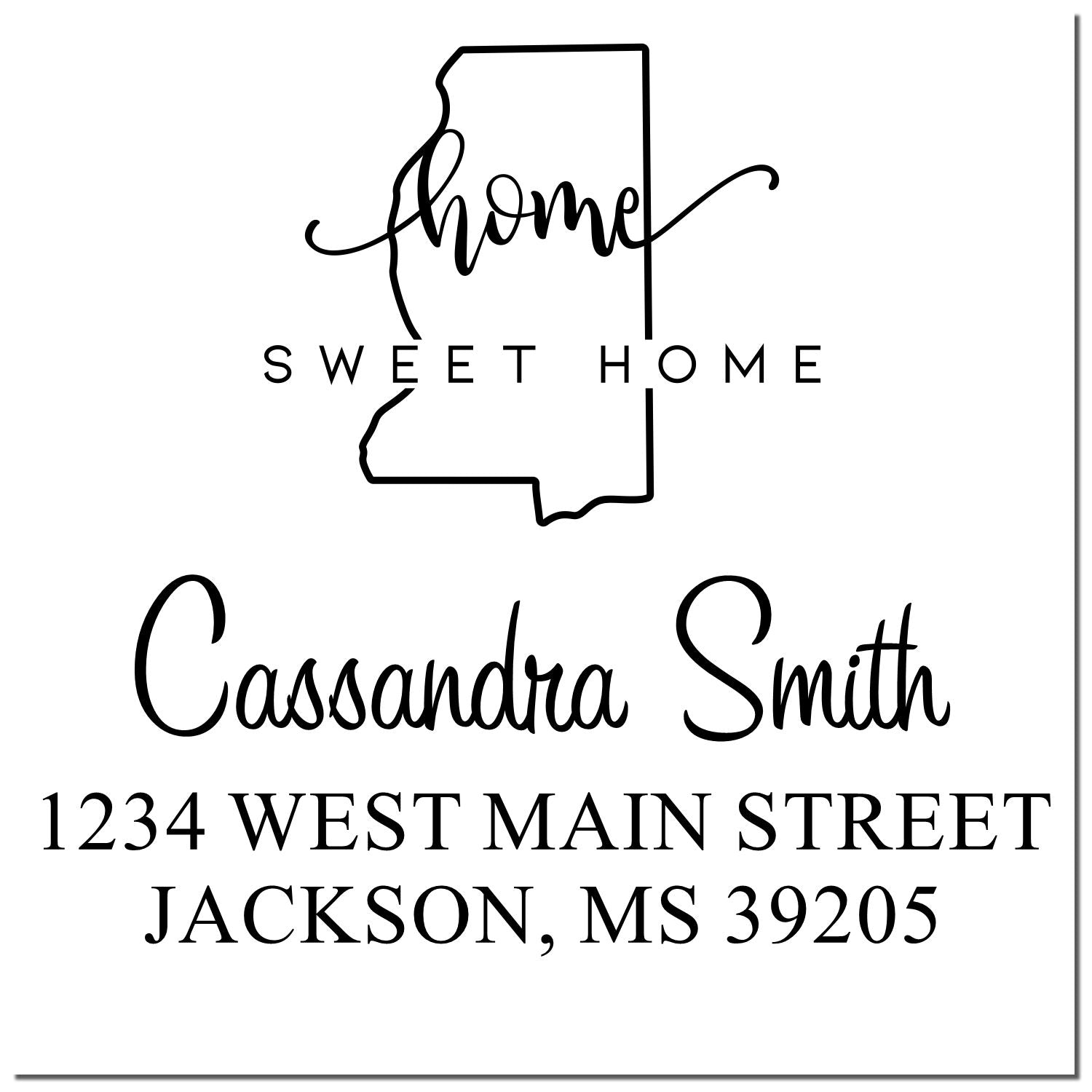 PSI Pre-Inked Home Sweet Home Mississippi Custom Address Stamp